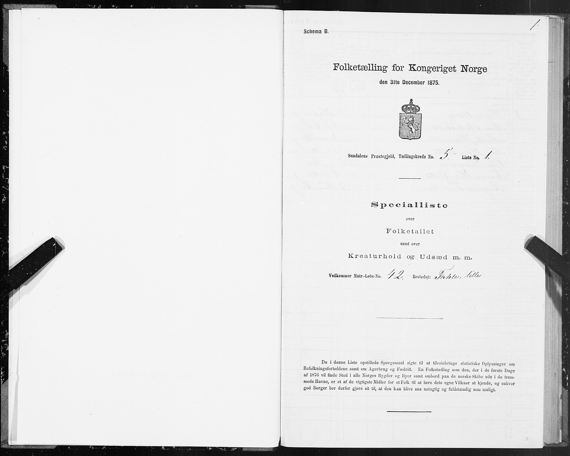 SAT, 1875 census for 1563P Sunndal, 1875, p. 2001