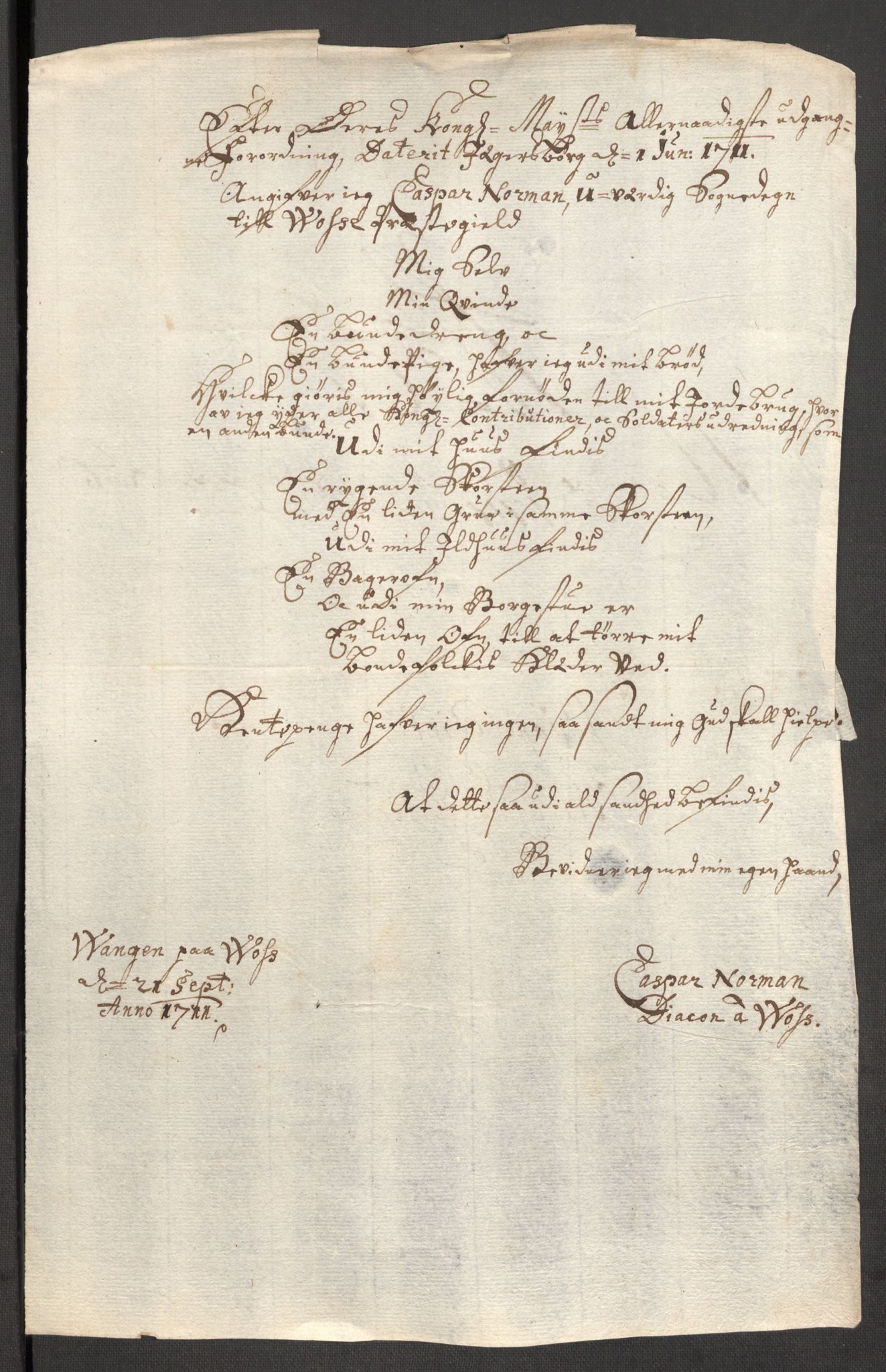 Rentekammeret inntil 1814, Reviderte regnskaper, Fogderegnskap, AV/RA-EA-4092/R51/L3192: Fogderegnskap Nordhordland og Voss, 1711, p. 336