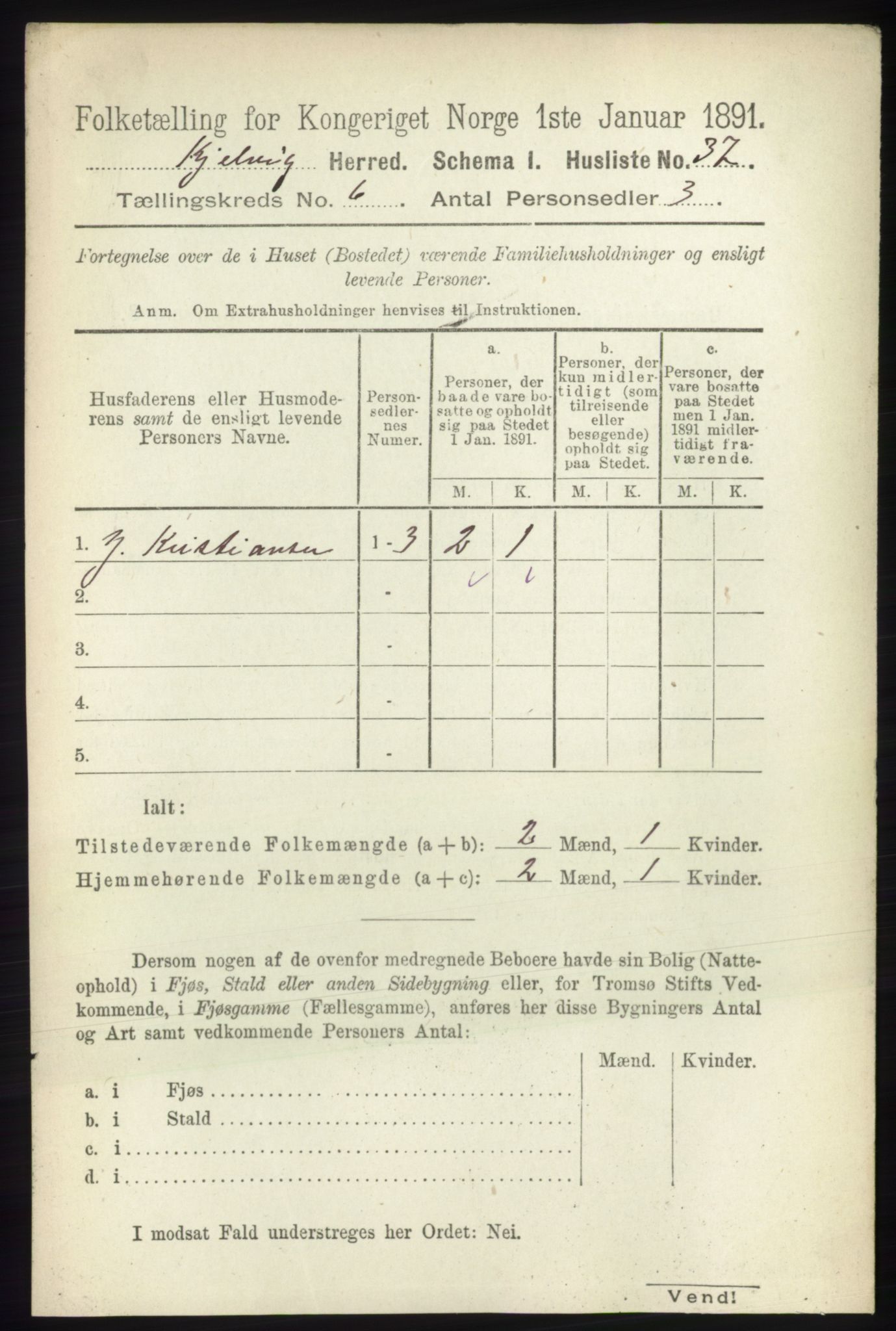 RA, 1891 census for 2019 Kjelvik, 1891, p. 625