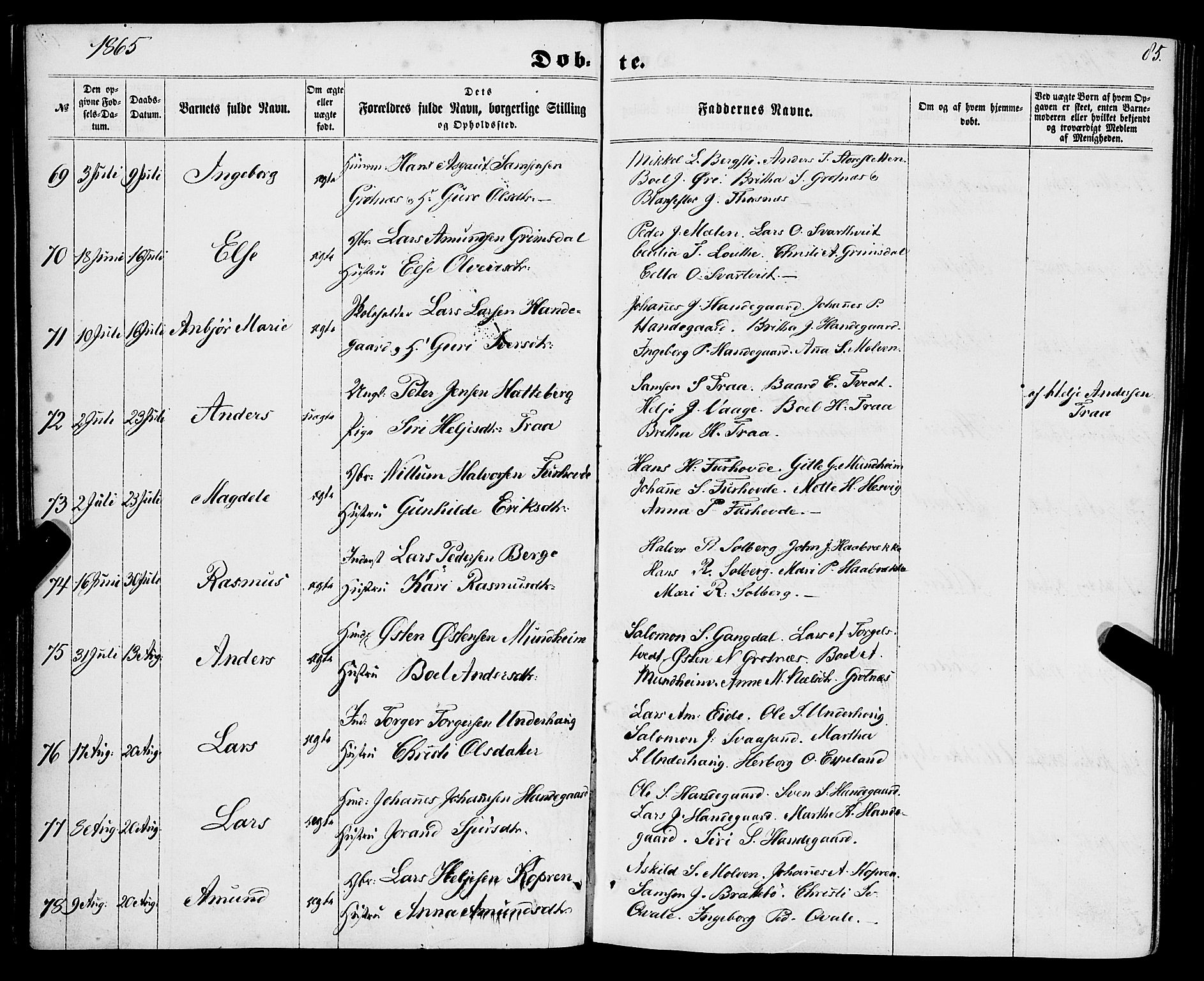 Strandebarm sokneprestembete, AV/SAB-A-78401/H/Haa: Parish register (official) no. A 8, 1858-1872, p. 85