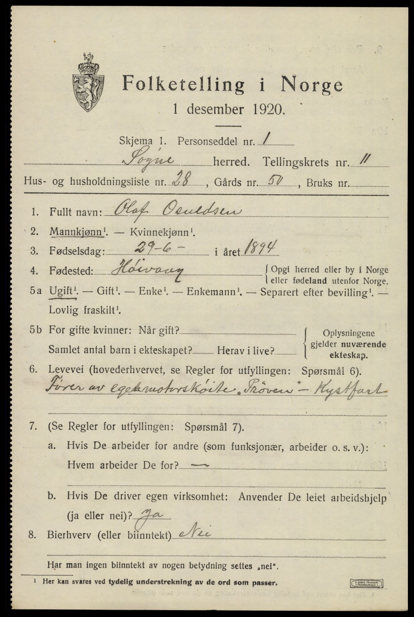 SAK, 1920 census for Søgne, 1920, p. 5921