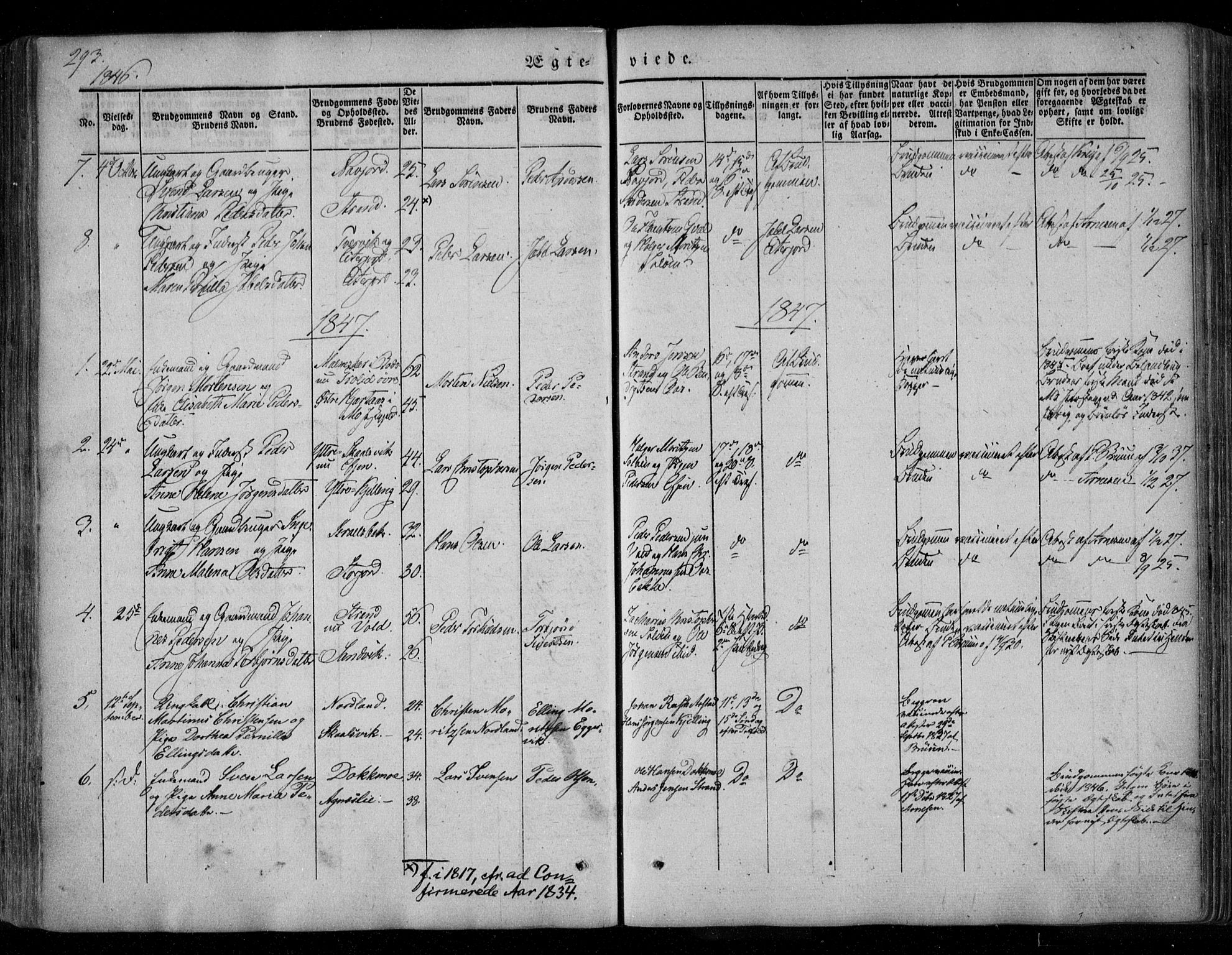 Ministerialprotokoller, klokkerbøker og fødselsregistre - Nordland, AV/SAT-A-1459/846/L0644: Parish register (official) no. 846A02, 1837-1872, p. 293