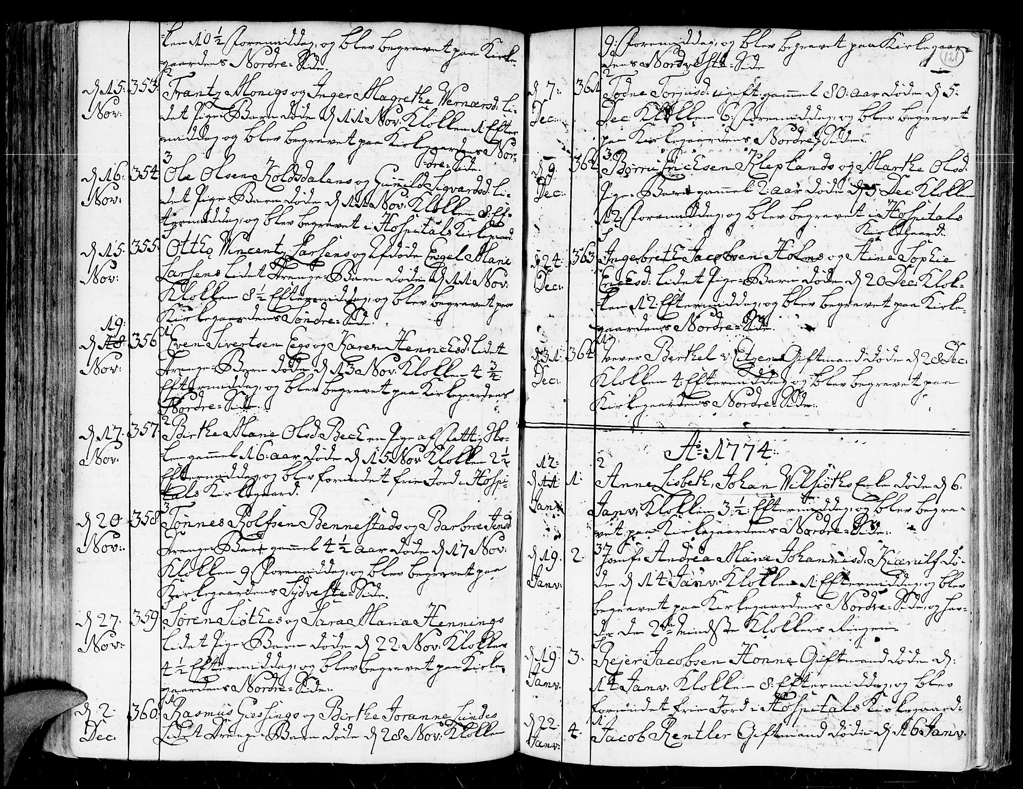 Kristiansand domprosti, AV/SAK-1112-0006/F/Fa/L0004: Parish register (official) no. A 4, 1762-1794, p. 121