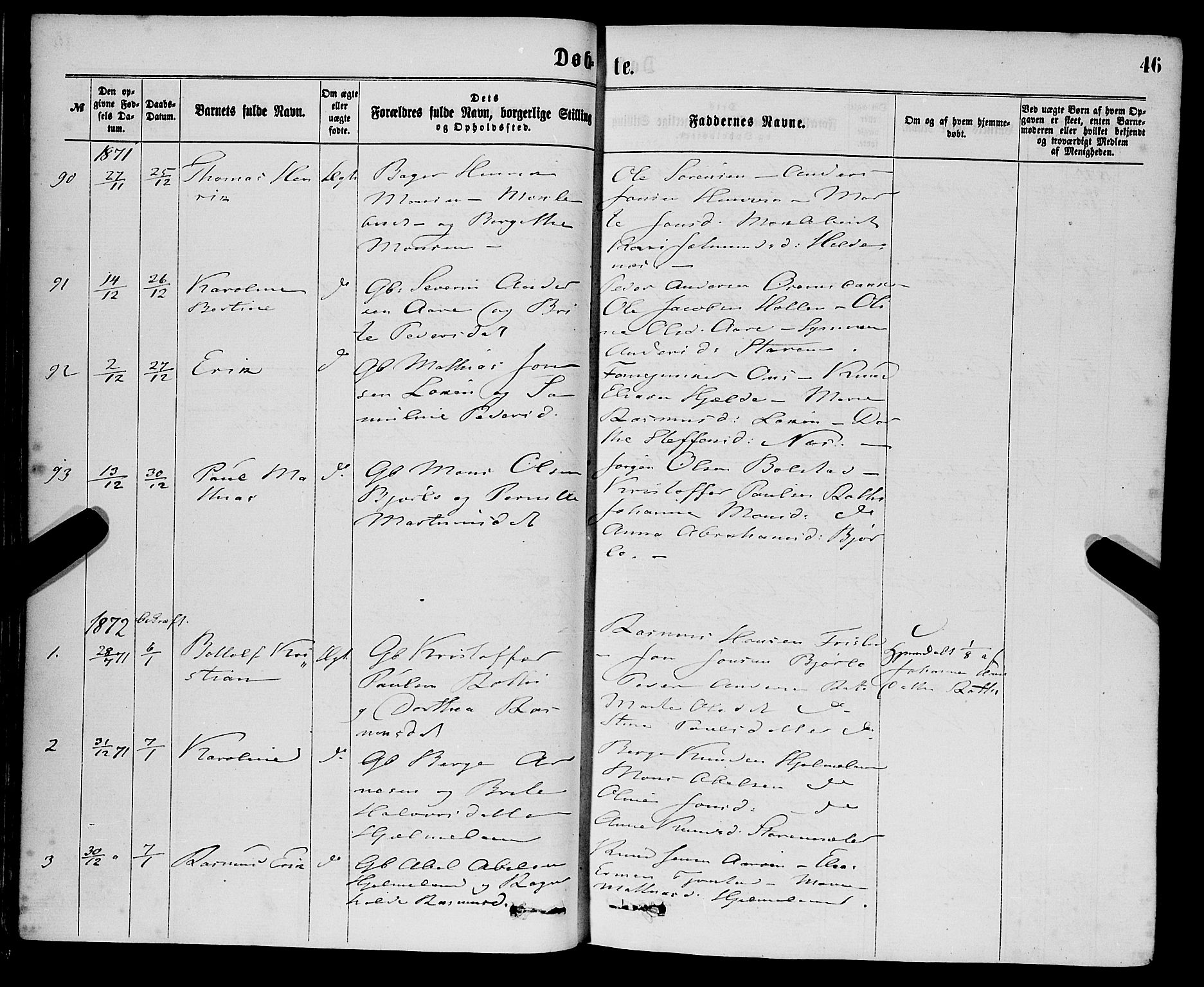 Eid sokneprestembete, AV/SAB-A-82301/H/Haa/Haaa/L0010: Parish register (official) no. A 10, 1867-1878, p. 46