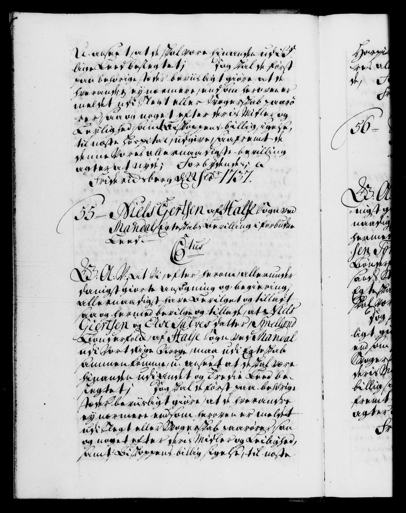 Danske Kanselli 1572-1799, AV/RA-EA-3023/F/Fc/Fca/Fcaa/L0030: Norske registre, 1737-1738, p. 39b