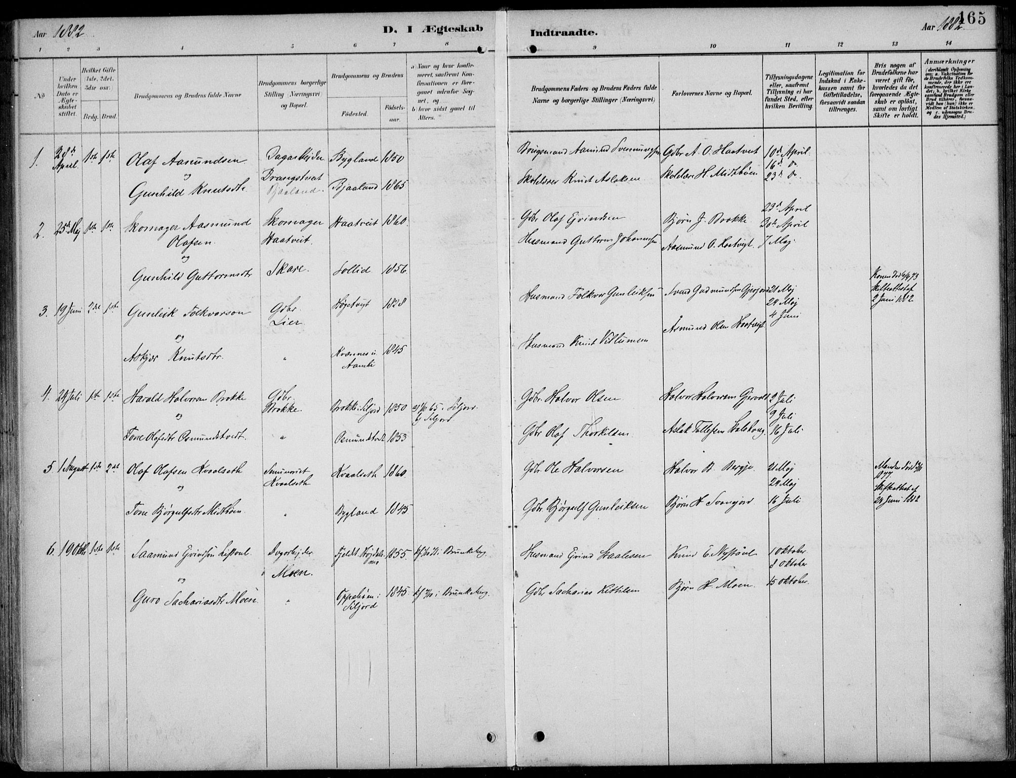 Kviteseid kirkebøker, SAKO/A-276/F/Fb/L0002: Parish register (official) no. II 2, 1882-1916, p. 165