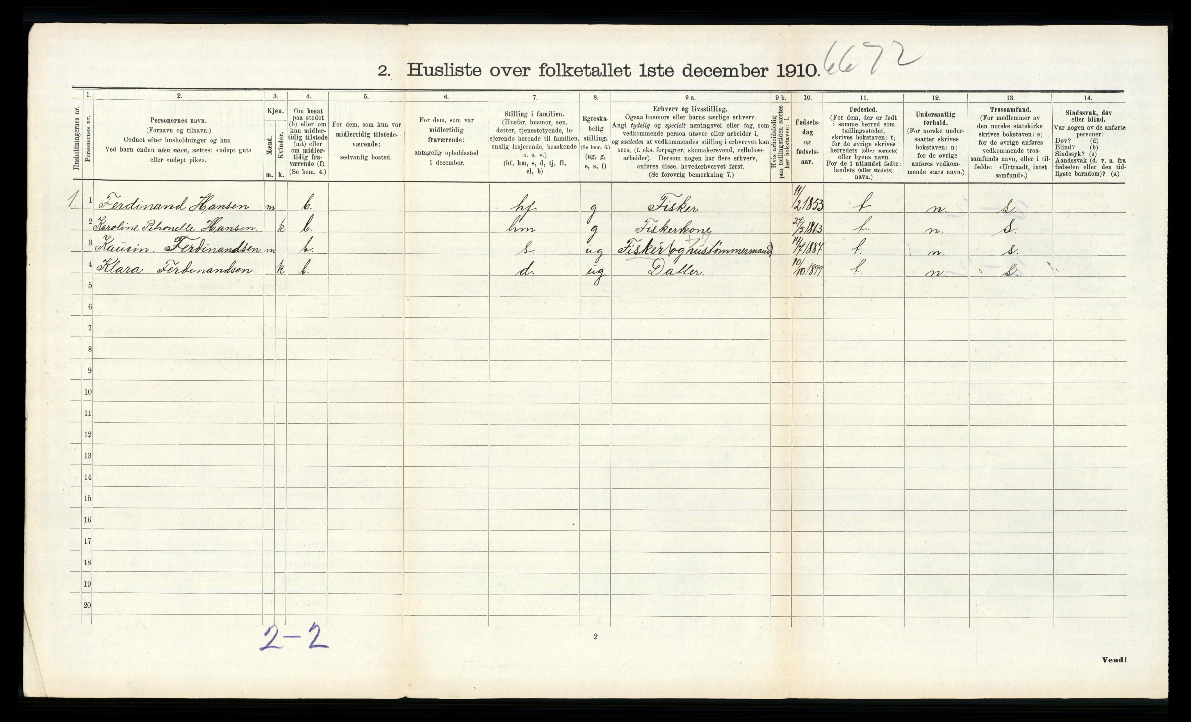 RA, 1910 census for Randesund, 1910, p. 279