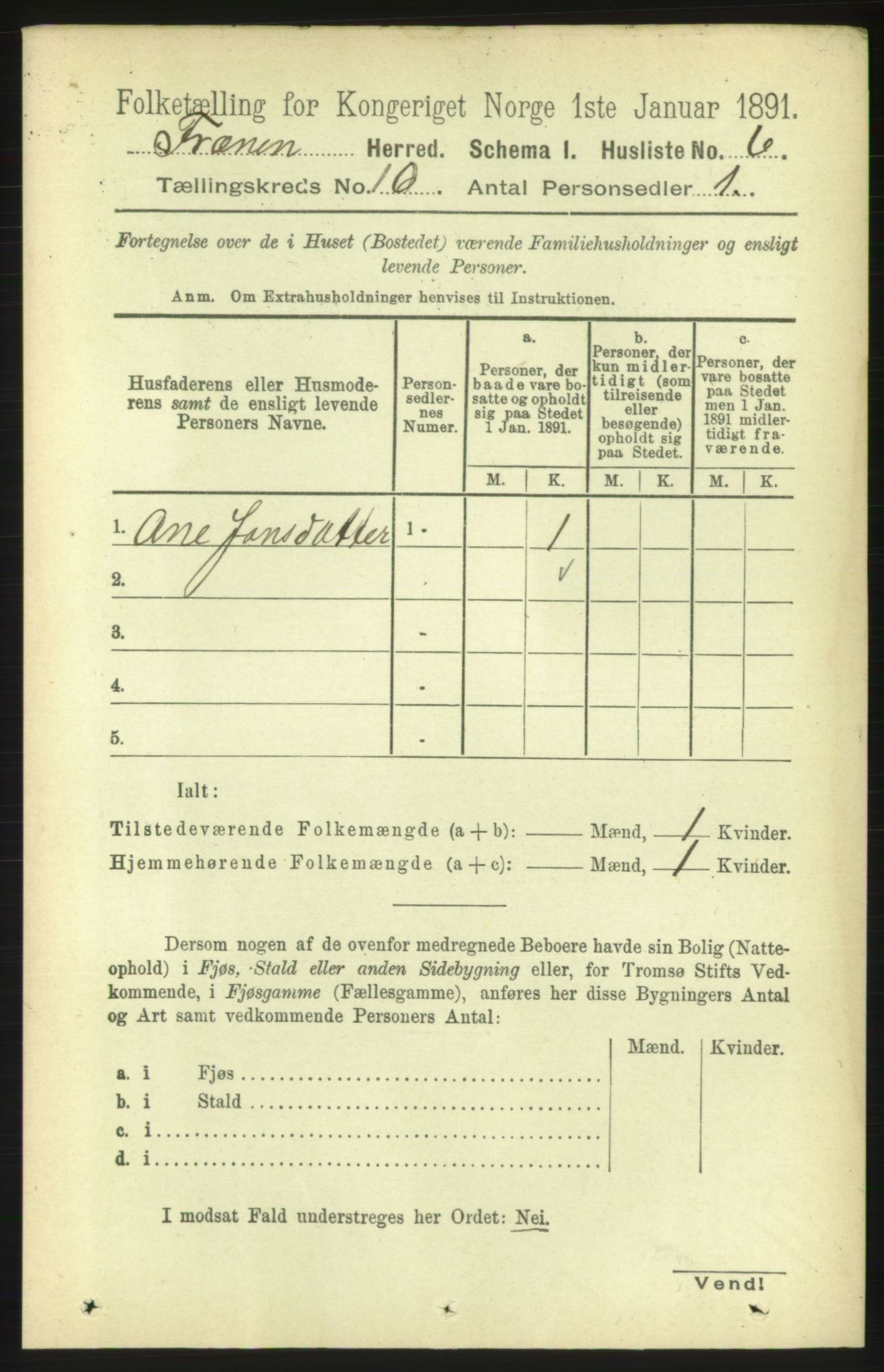 RA, 1891 census for 1548 Fræna, 1891, p. 3051