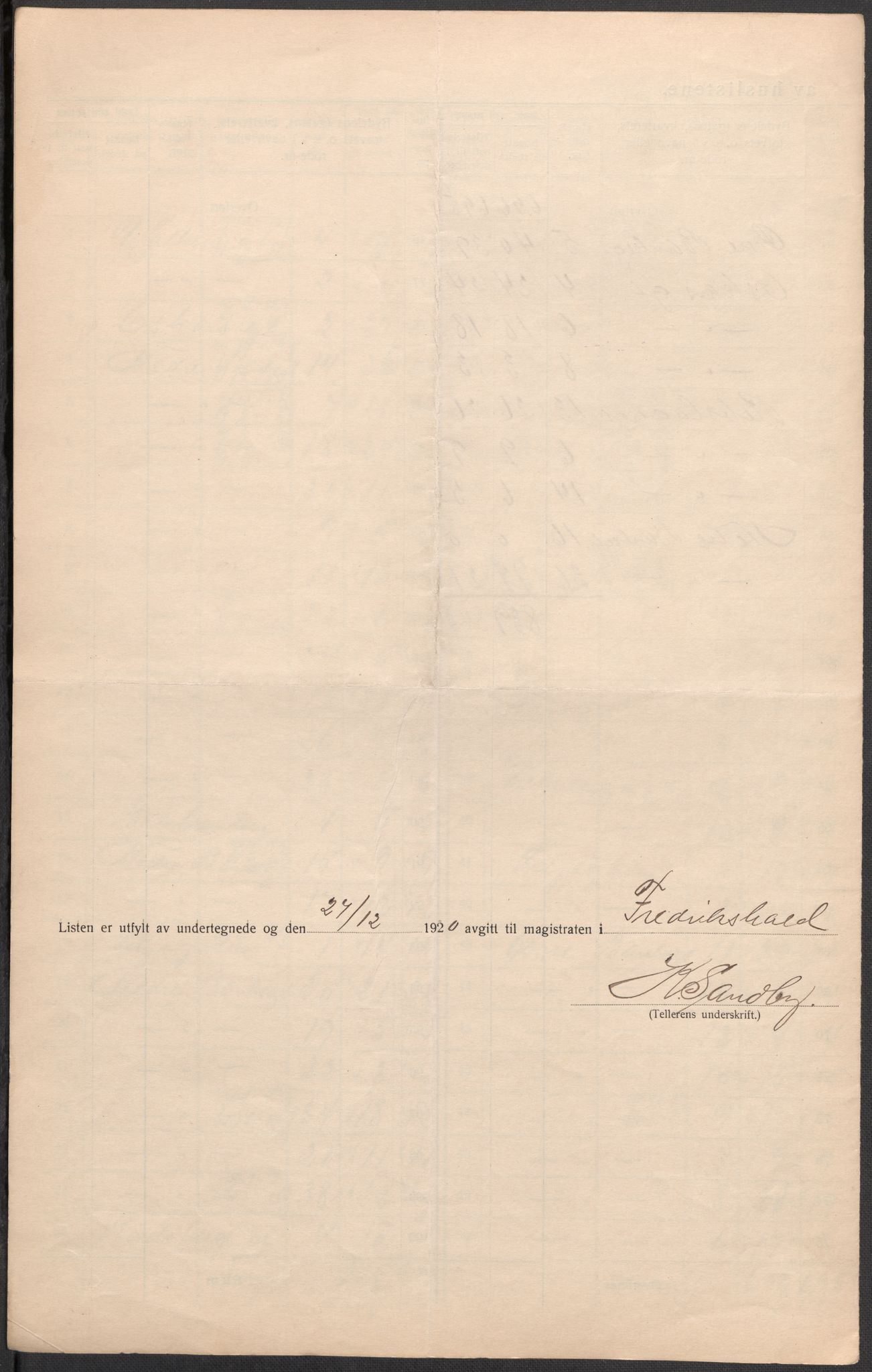 SAO, 1920 census for Fredrikshald, 1920, p. 32