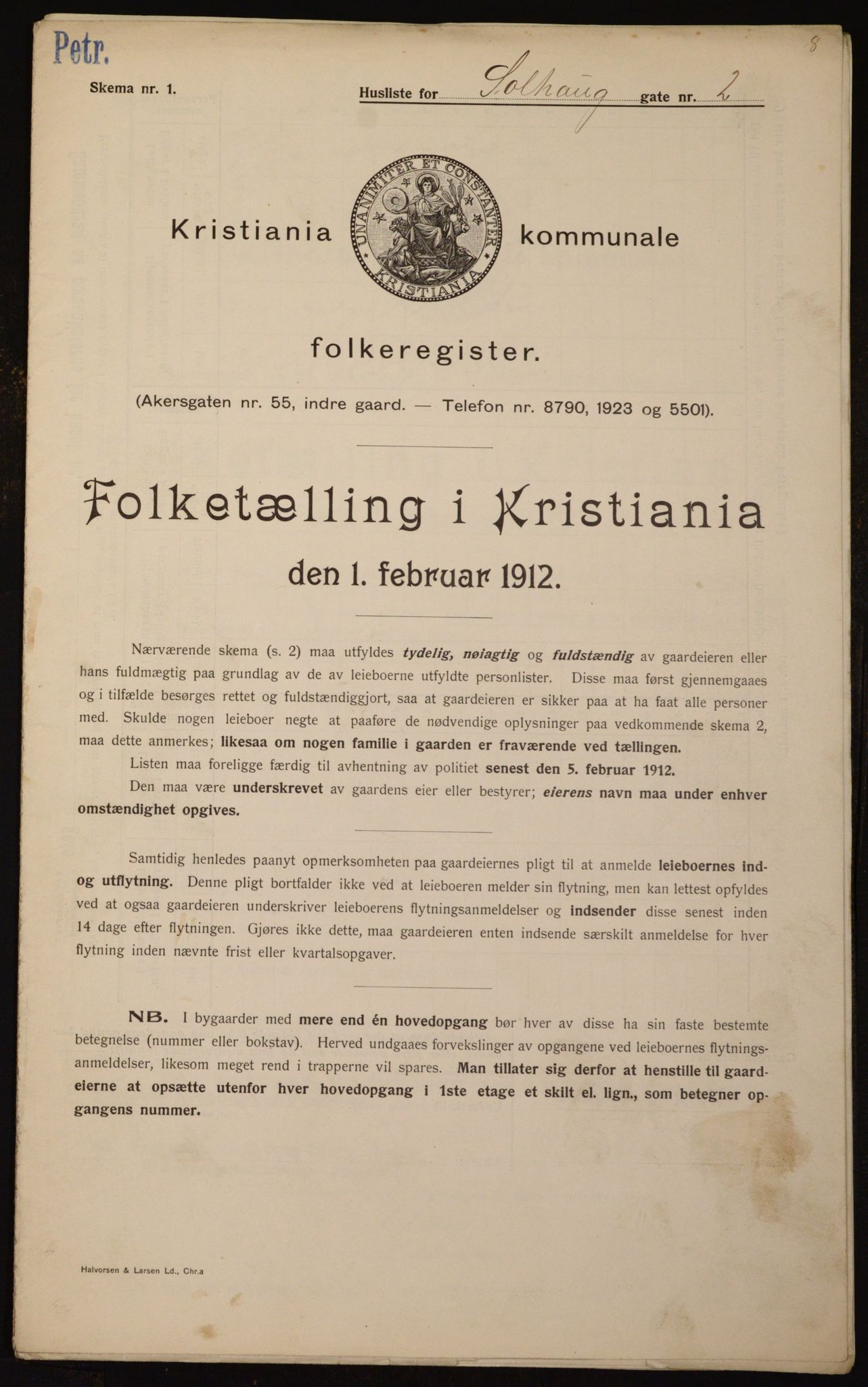 OBA, Municipal Census 1912 for Kristiania, 1912, p. 99696