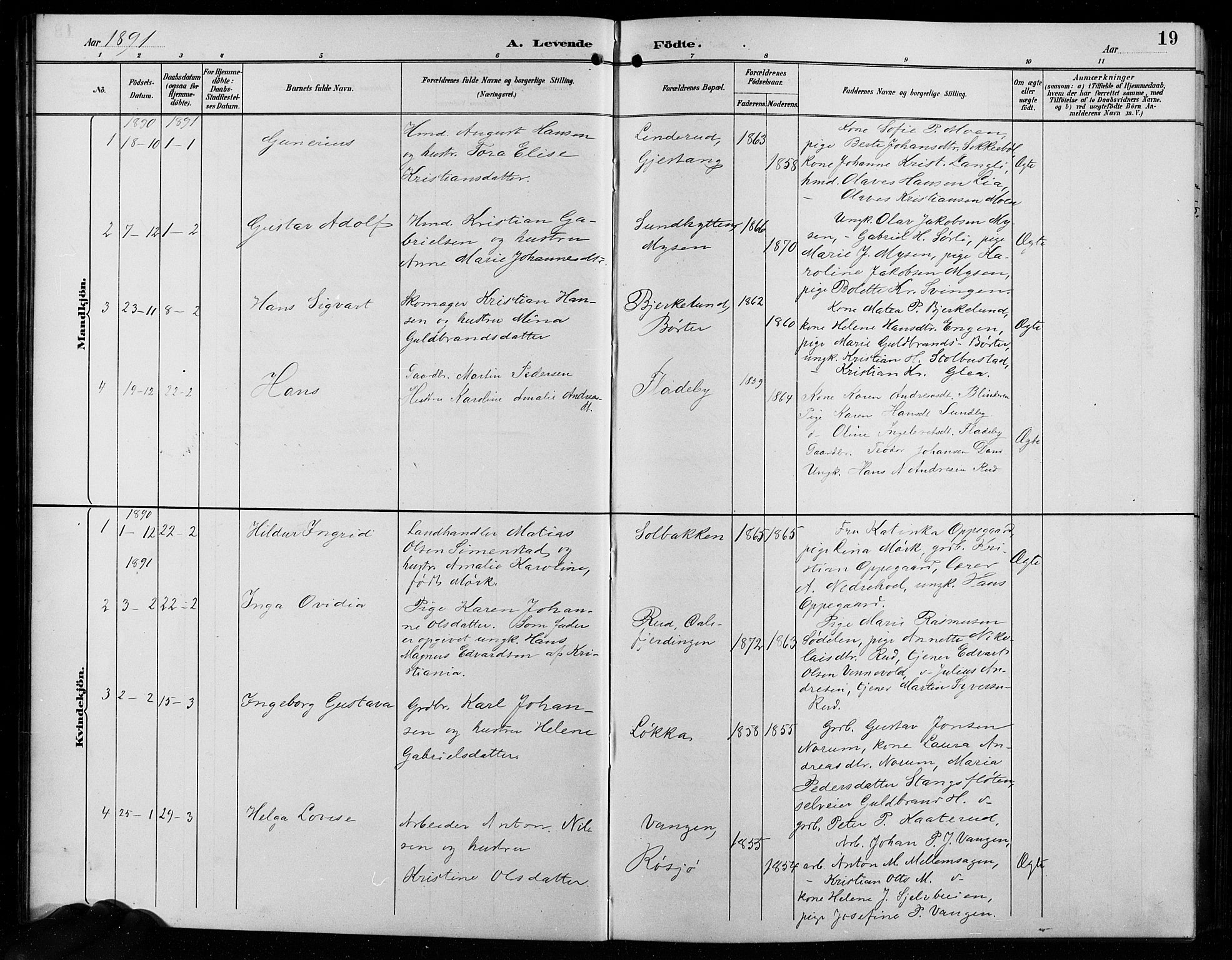 Enebakk prestekontor Kirkebøker, SAO/A-10171c/G/Ga/L0006: Parish register (copy) no. I 6, 1889-1911, p. 19