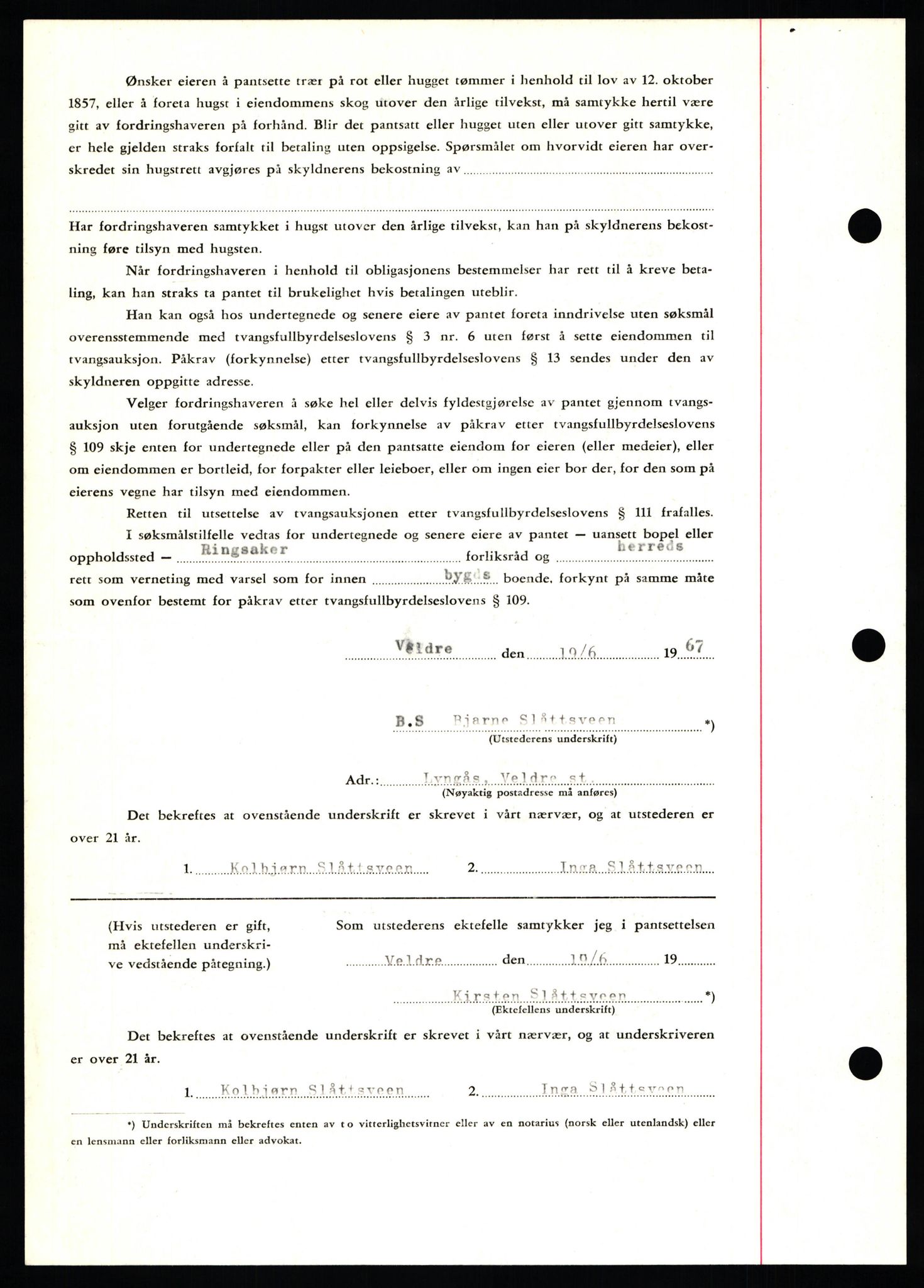 Nord-Hedmark sorenskriveri, SAH/TING-012/H/Hb/Hbf/L0071: Mortgage book no. B71, 1967-1967, Diary no: : 3053/1967