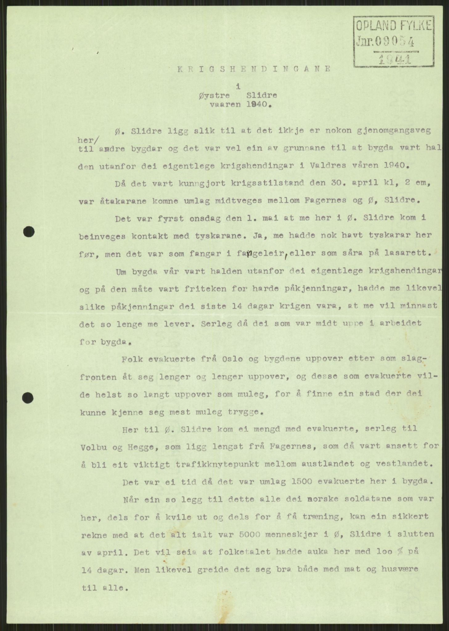 Forsvaret, Forsvarets krigshistoriske avdeling, AV/RA-RAFA-2017/Y/Ya/L0014: II-C-11-31 - Fylkesmenn.  Rapporter om krigsbegivenhetene 1940., 1940, p. 263