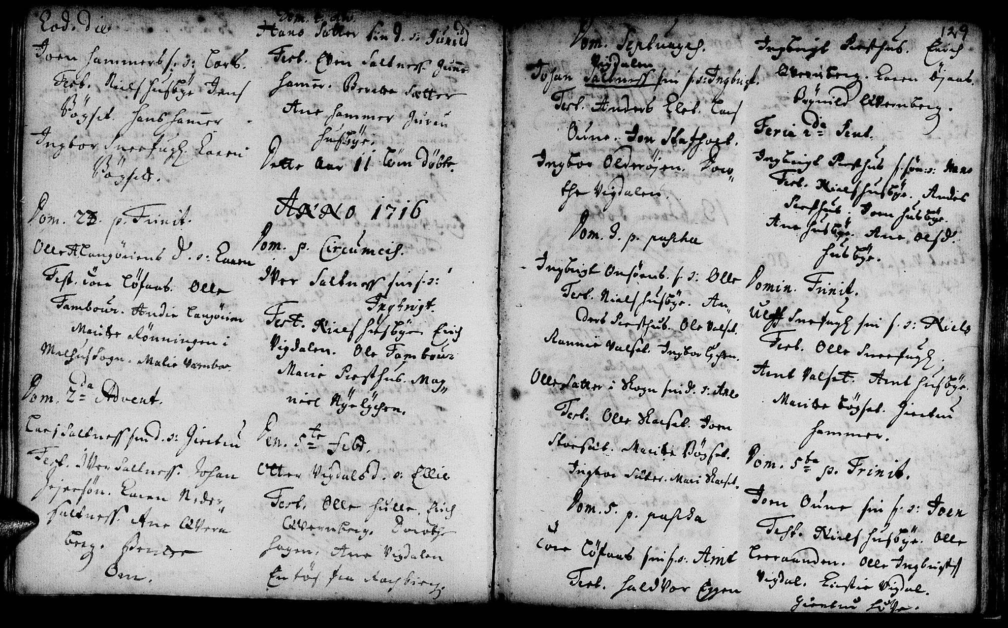 Ministerialprotokoller, klokkerbøker og fødselsregistre - Sør-Trøndelag, SAT/A-1456/666/L0783: Parish register (official) no. 666A01, 1702-1753, p. 129