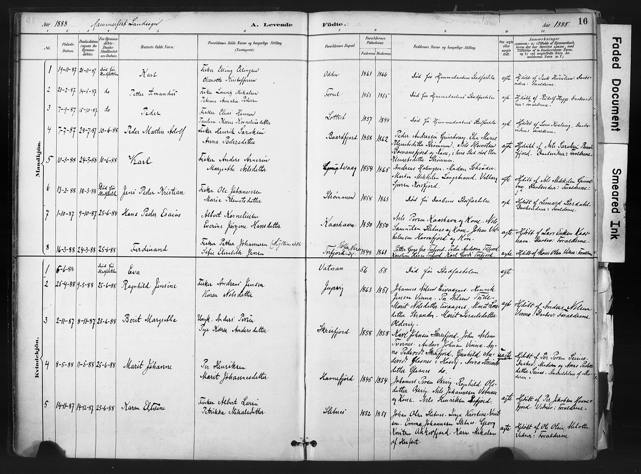 Hammerfest sokneprestkontor, SATØ/S-1347: Parish register (official) no. 11 /1, 1885-1897, p. 16
