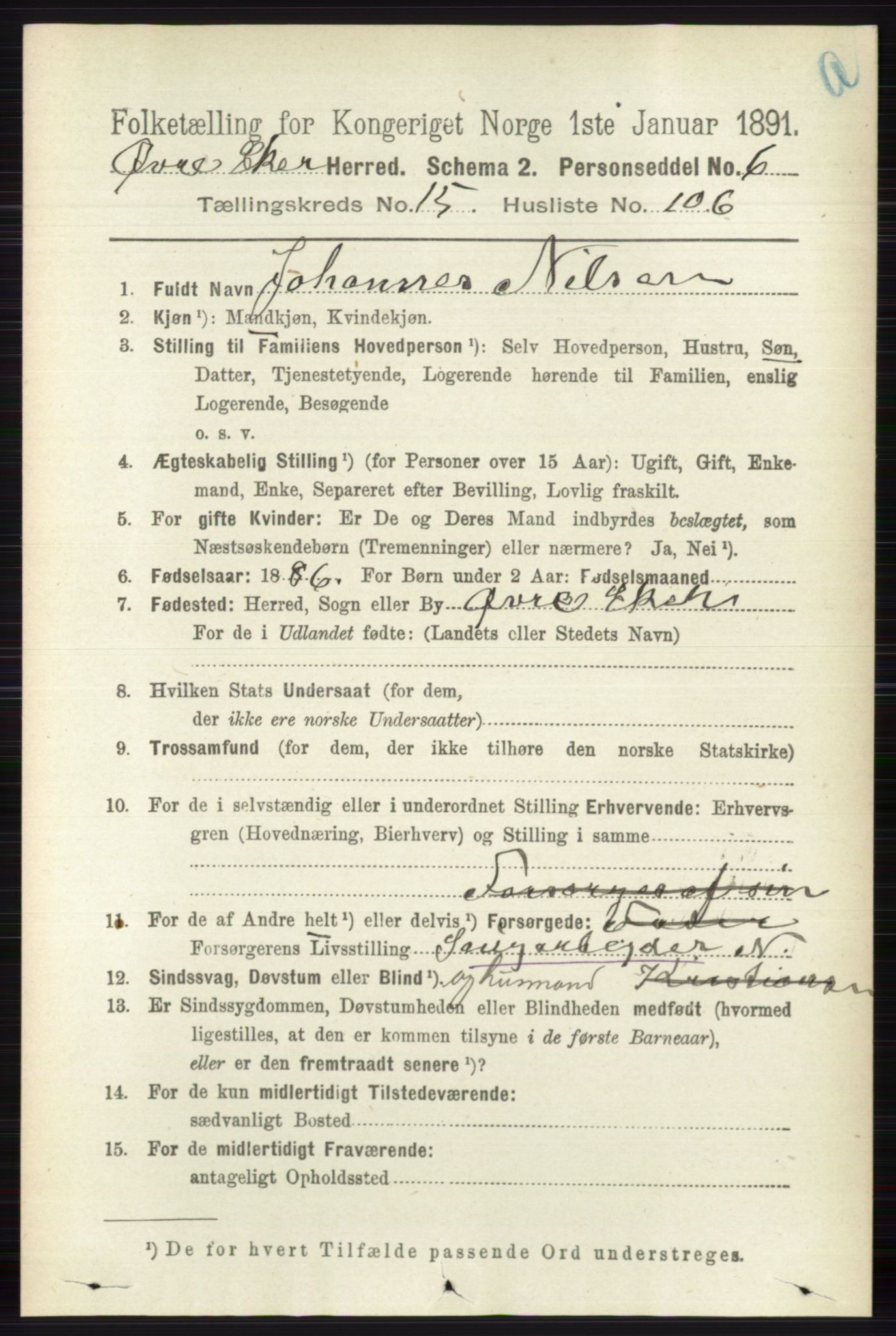 RA, 1891 census for 0624 Øvre Eiker, 1891, p. 7548