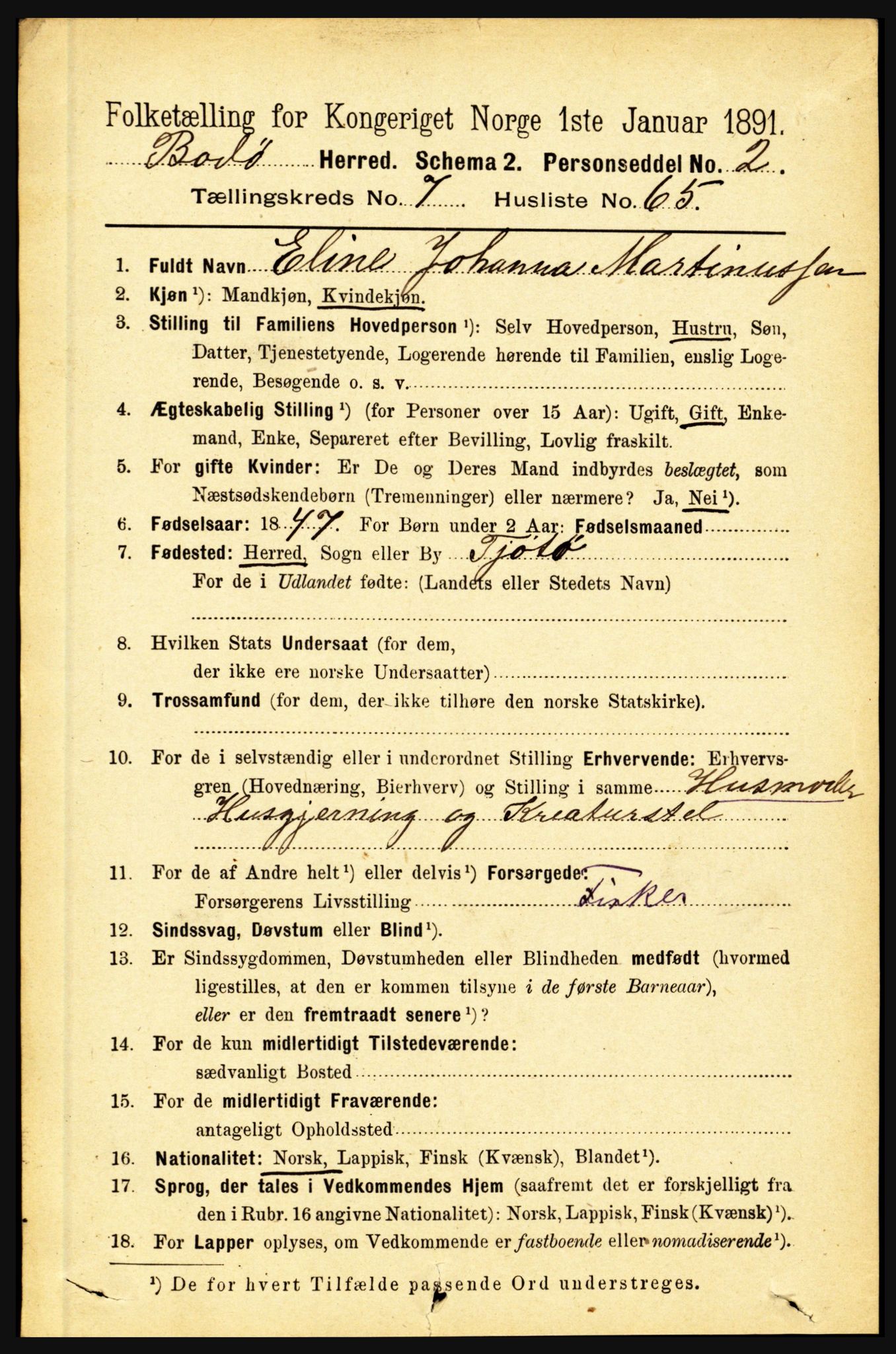 RA, 1891 census for 1843 Bodø, 1891, p. 5089