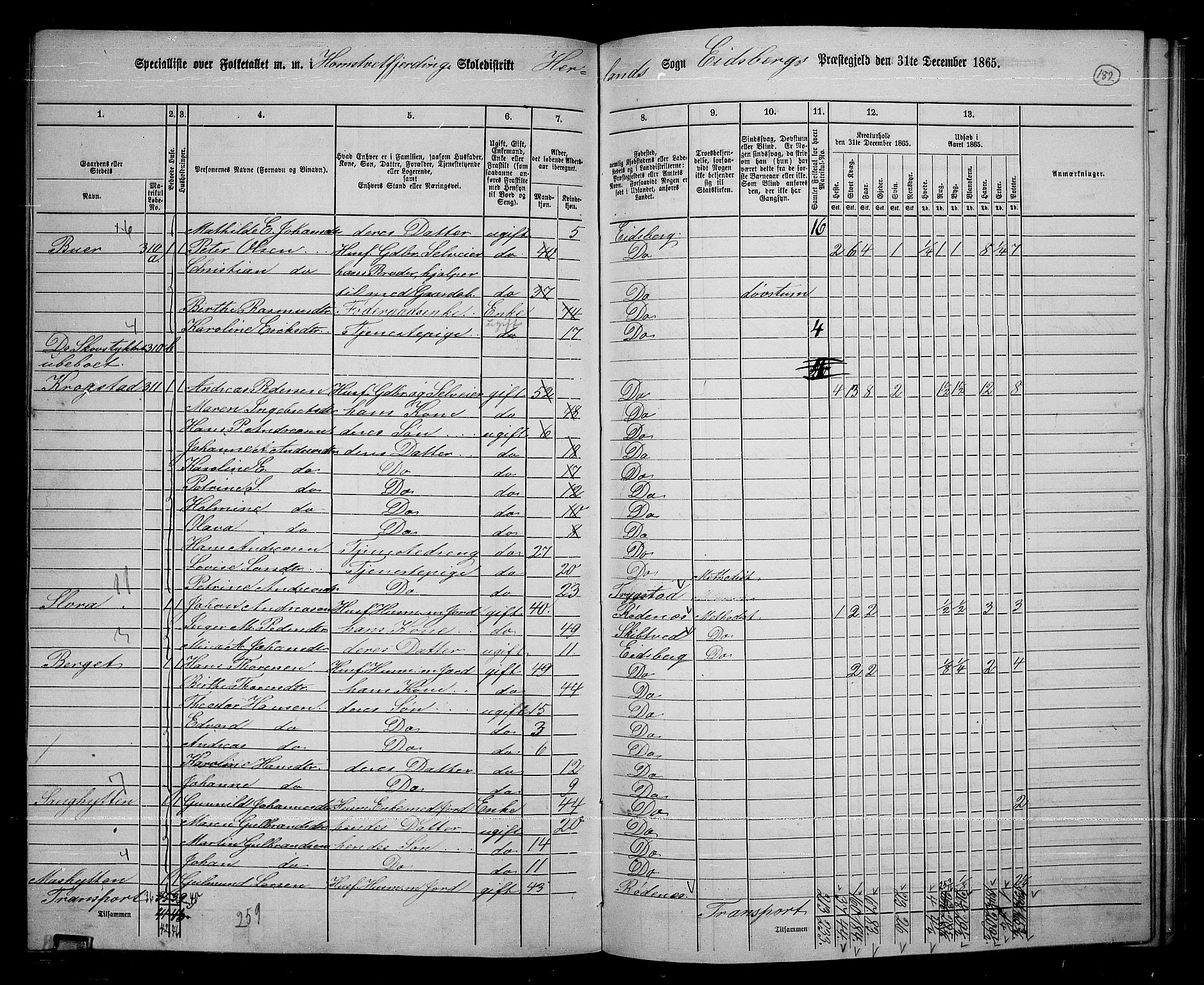 RA, 1865 census for Eidsberg, 1865, p. 163