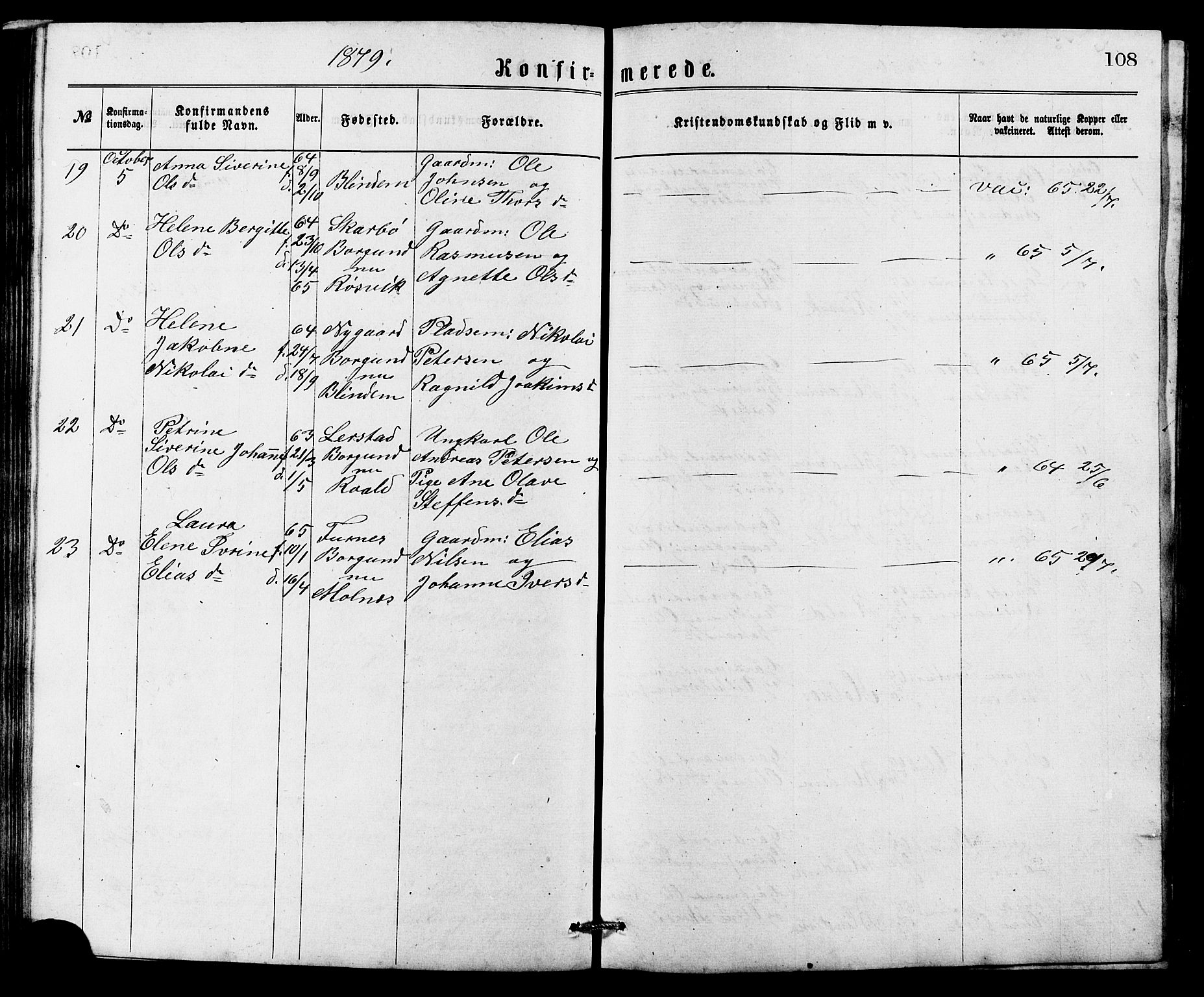 Ministerialprotokoller, klokkerbøker og fødselsregistre - Møre og Romsdal, SAT/A-1454/537/L0521: Parish register (copy) no. 537C02, 1869-1888, p. 108