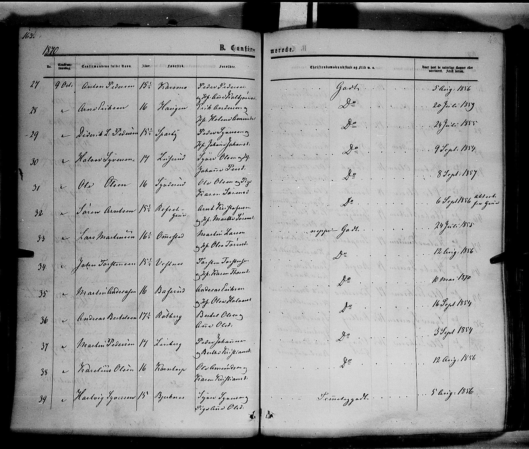 Hof prestekontor, AV/SAH-PREST-038/H/Ha/Haa/L0009: Parish register (official) no. 9, 1862-1877, p. 163