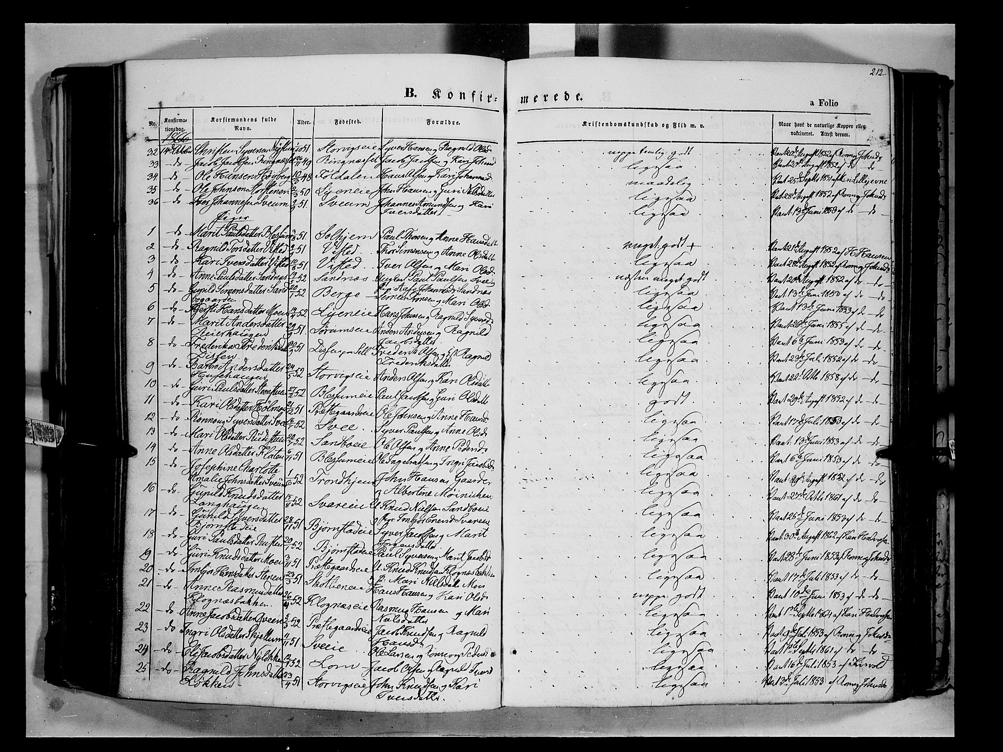 Vågå prestekontor, SAH/PREST-076/H/Ha/Haa/L0006: Parish register (official) no. 6 /1, 1856-1872, p. 212