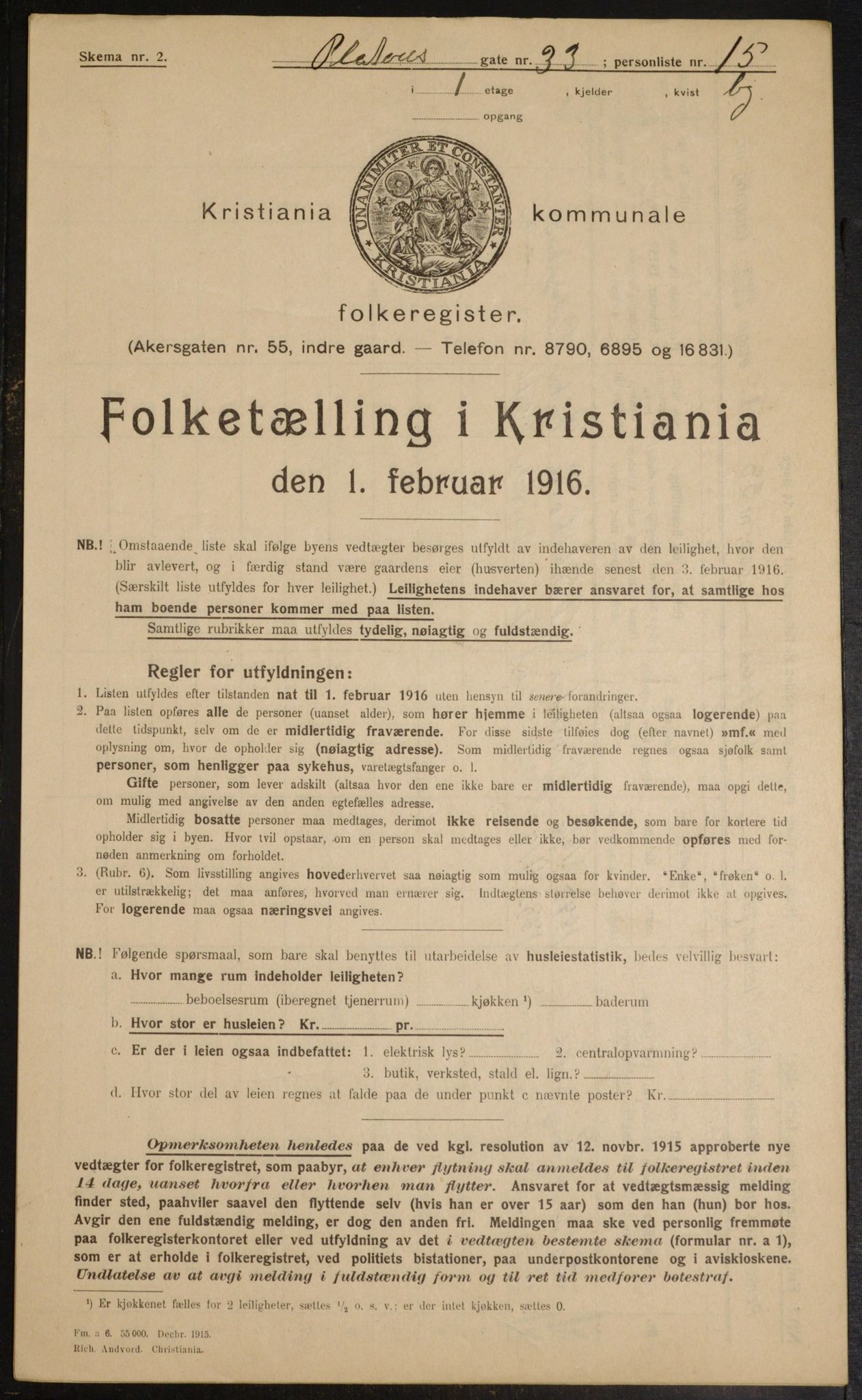 OBA, Municipal Census 1916 for Kristiania, 1916, p. 82801