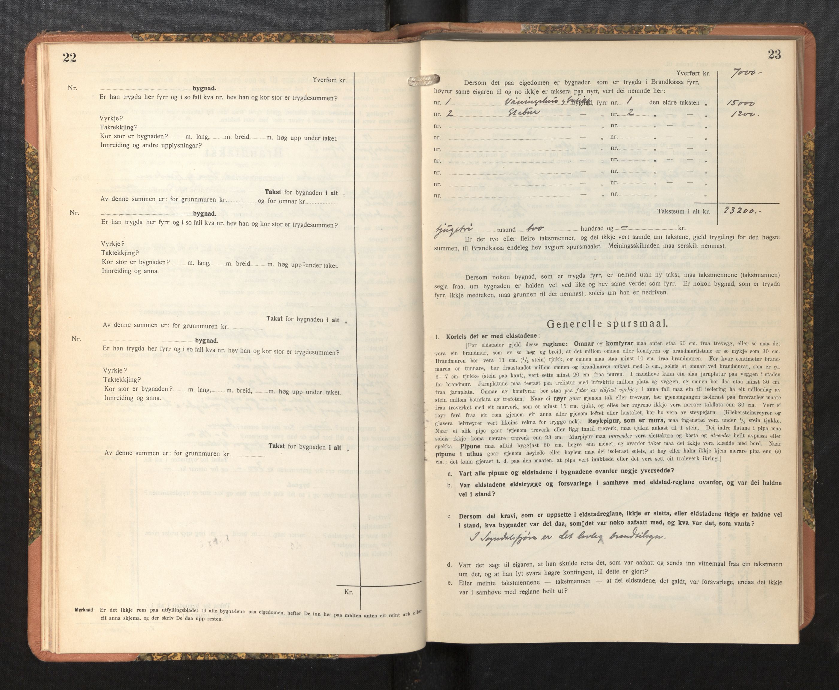 Lensmannen i Sogndal, AV/SAB-A-29901/0012/L0019: Branntakstprotokoll, Sogndalsfjøra, skjematakst, 1944-1954, p. 22-23