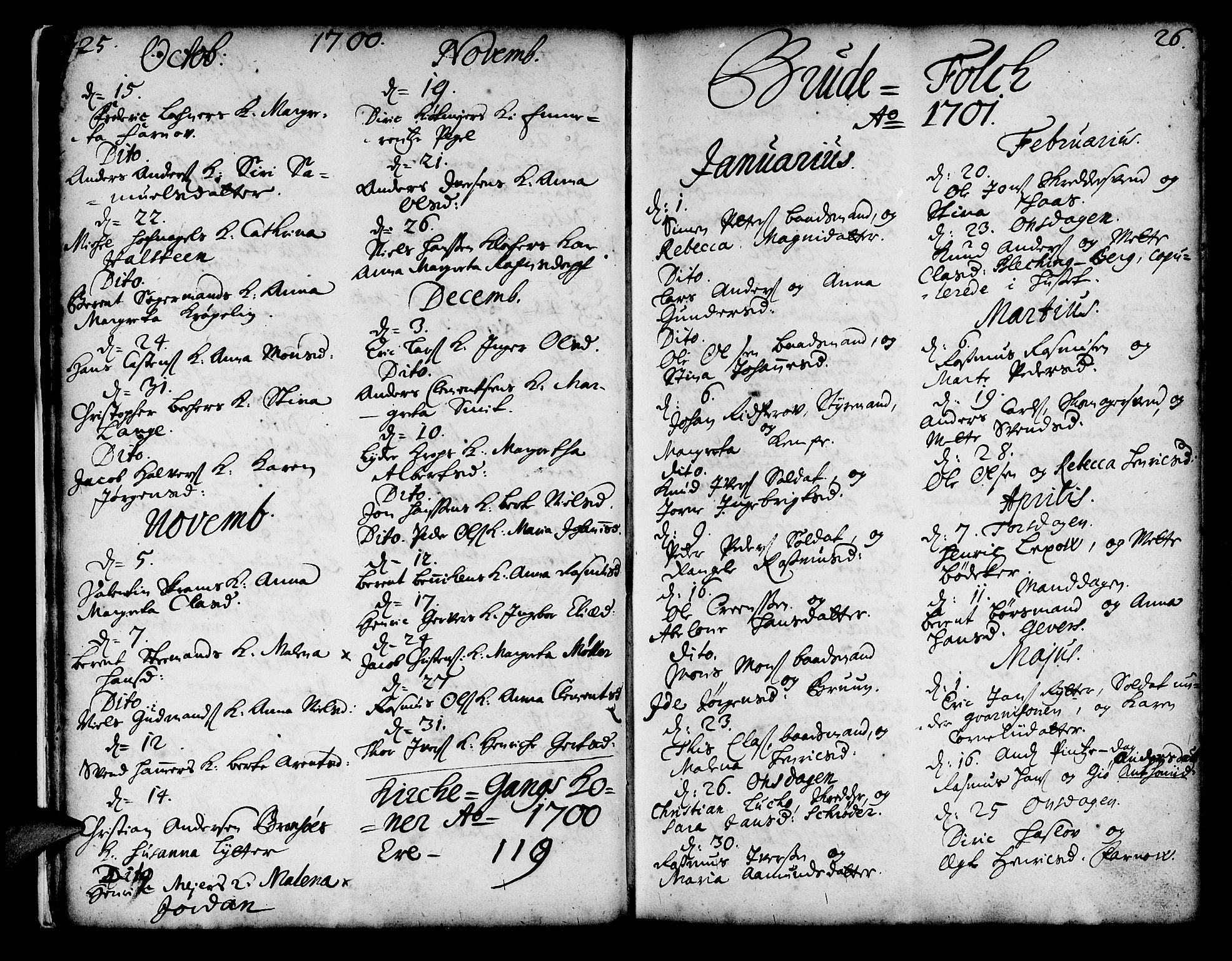 Korskirken sokneprestembete, SAB/A-76101/H/Haa/L0008: Parish register (official) no. A 8, 1698-1747, p. 25-26
