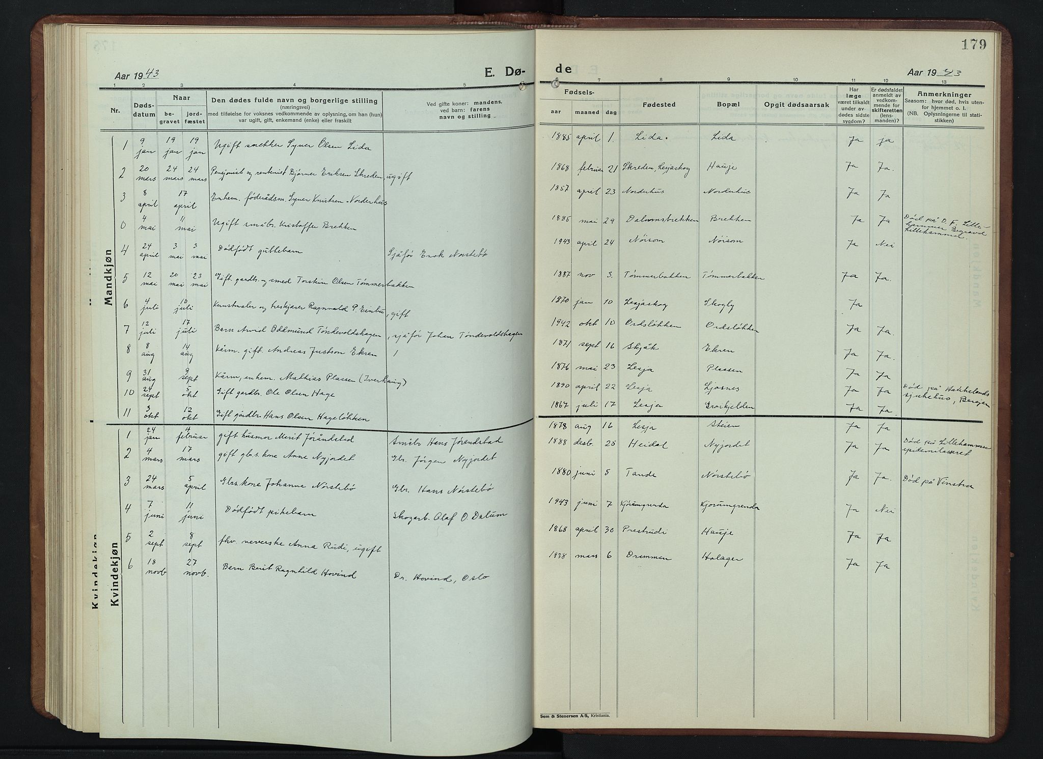 Lesja prestekontor, AV/SAH-PREST-068/H/Ha/Hab/L0009: Parish register (copy) no. 9, 1924-1947, p. 179