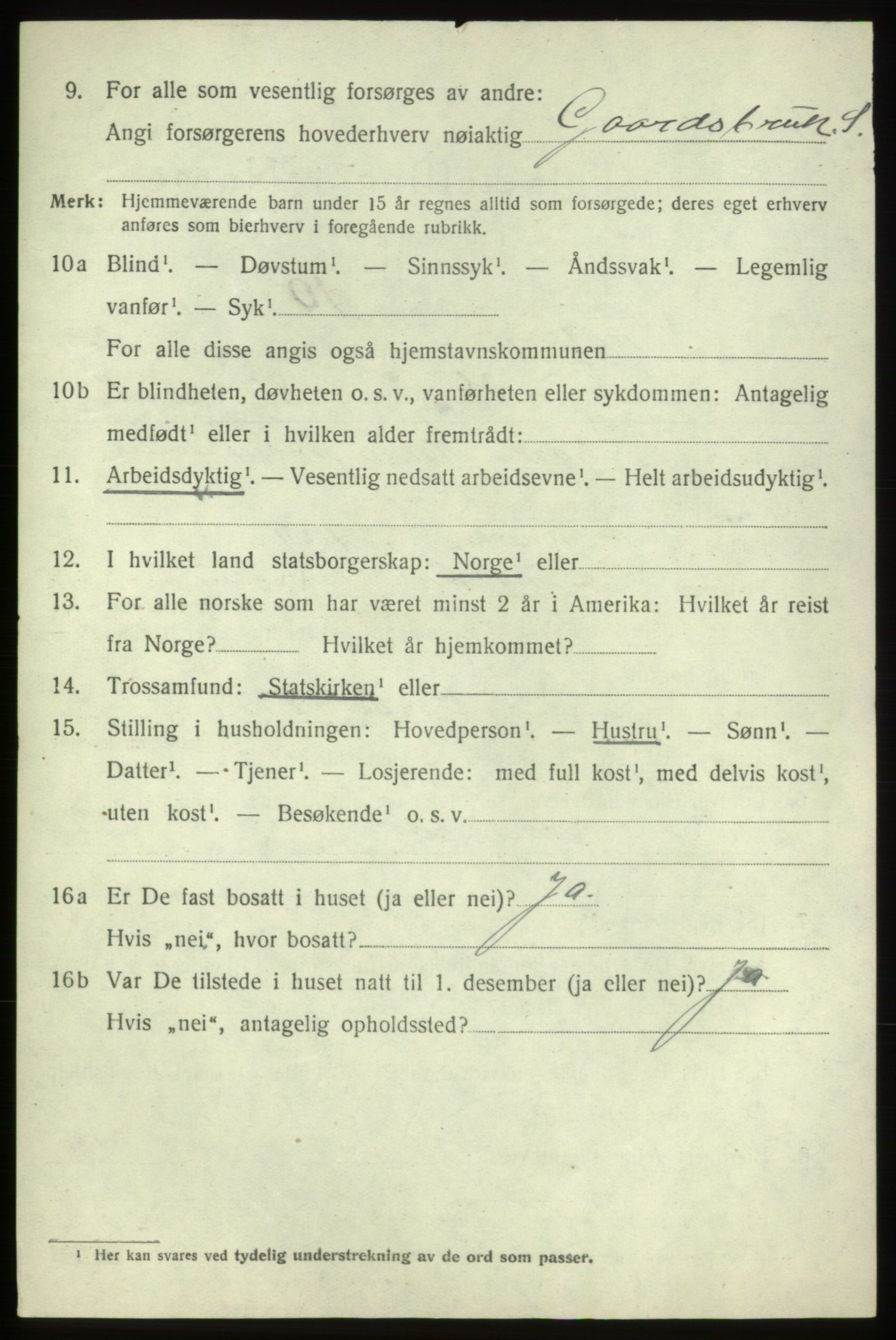 SAB, 1920 census for Fitjar, 1920, p. 2043