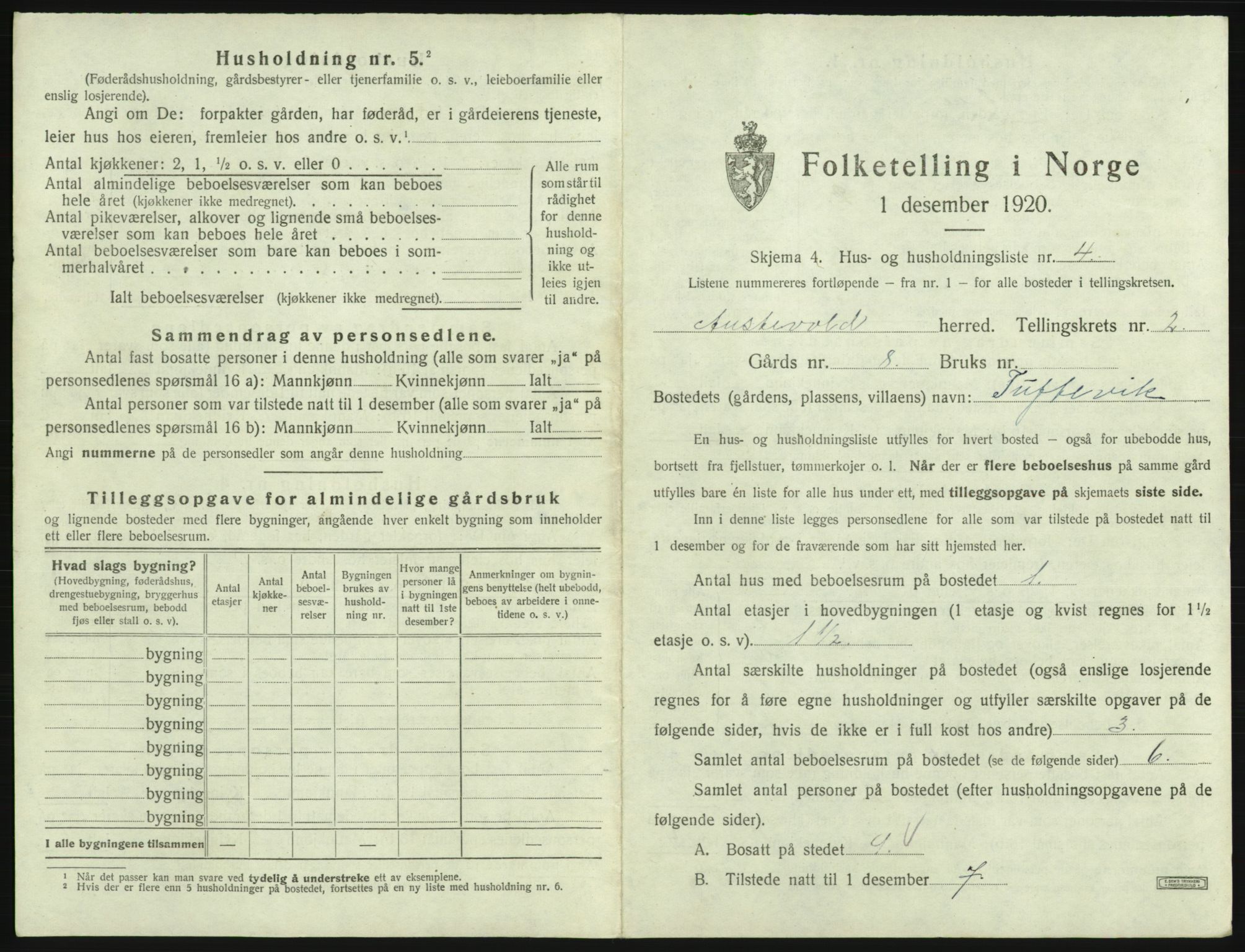 SAB, 1920 census for Austevoll, 1920, p. 152