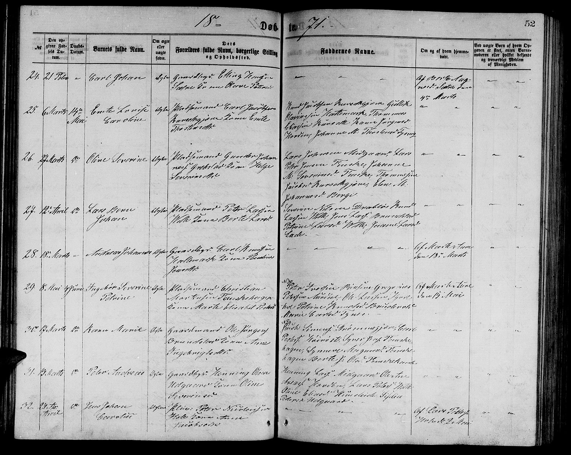 Ministerialprotokoller, klokkerbøker og fødselsregistre - Møre og Romsdal, AV/SAT-A-1454/523/L0338: Parish register (copy) no. 523C01, 1865-1877, p. 52