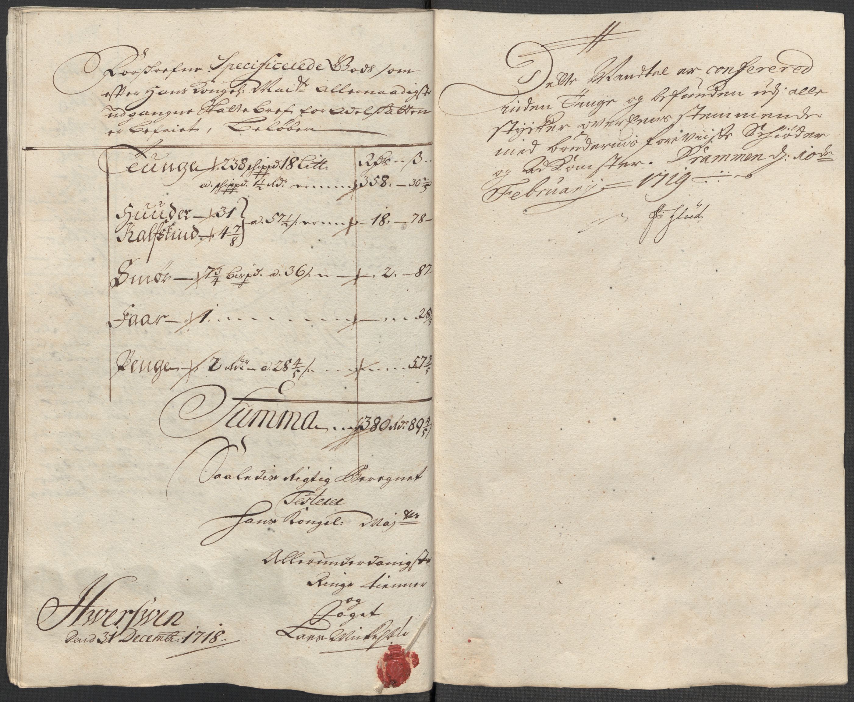 Rentekammeret inntil 1814, Reviderte regnskaper, Fogderegnskap, AV/RA-EA-4092/R23/L1476: Fogderegnskap Ringerike og Hallingdal, 1718, p. 258