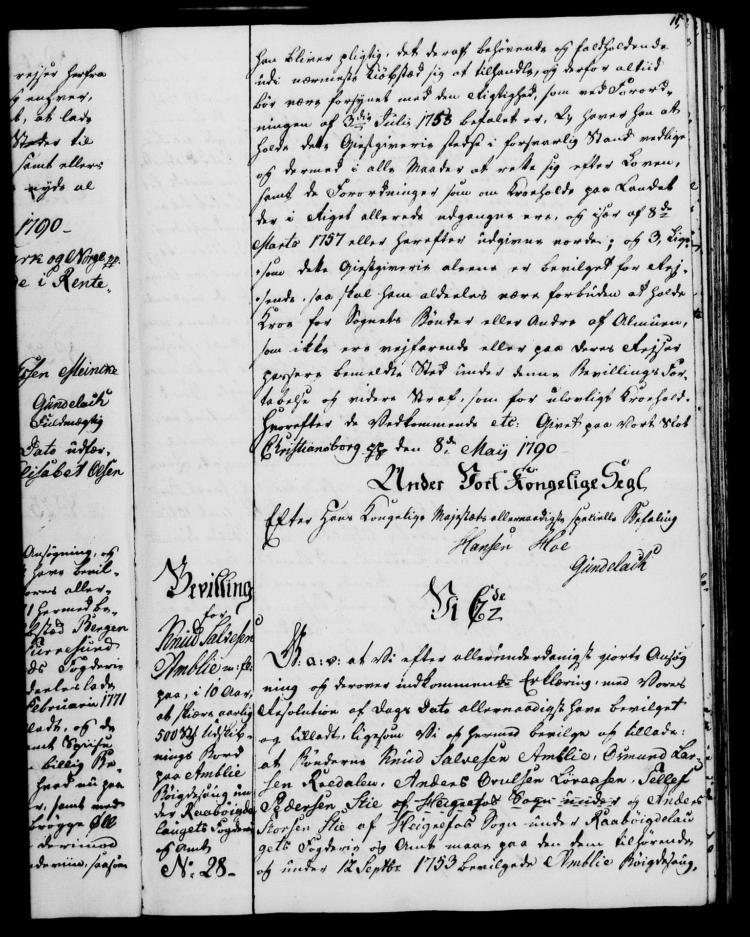 Rentekammeret, Kammerkanselliet, AV/RA-EA-3111/G/Gg/Gga/L0015: Norsk ekspedisjonsprotokoll med register (merket RK 53.15), 1790-1791, p. 11