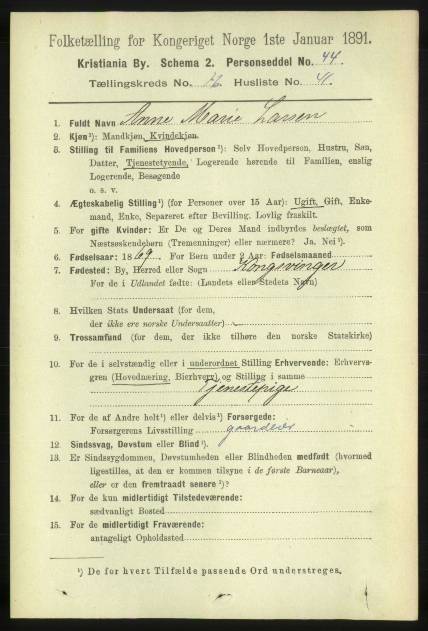 RA, 1891 census for 0301 Kristiania, 1891, p. 8032