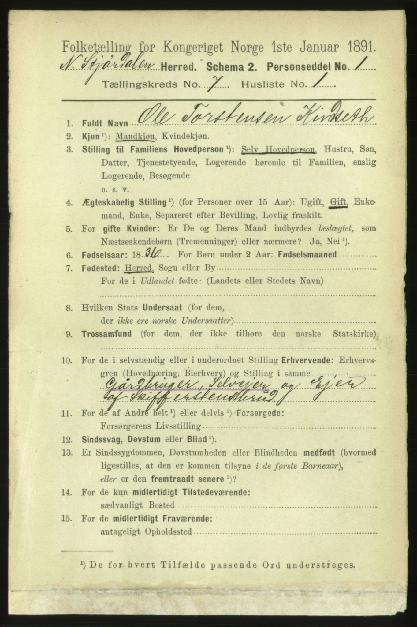 RA, 1891 census for 1714 Nedre Stjørdal, 1891, p. 3076