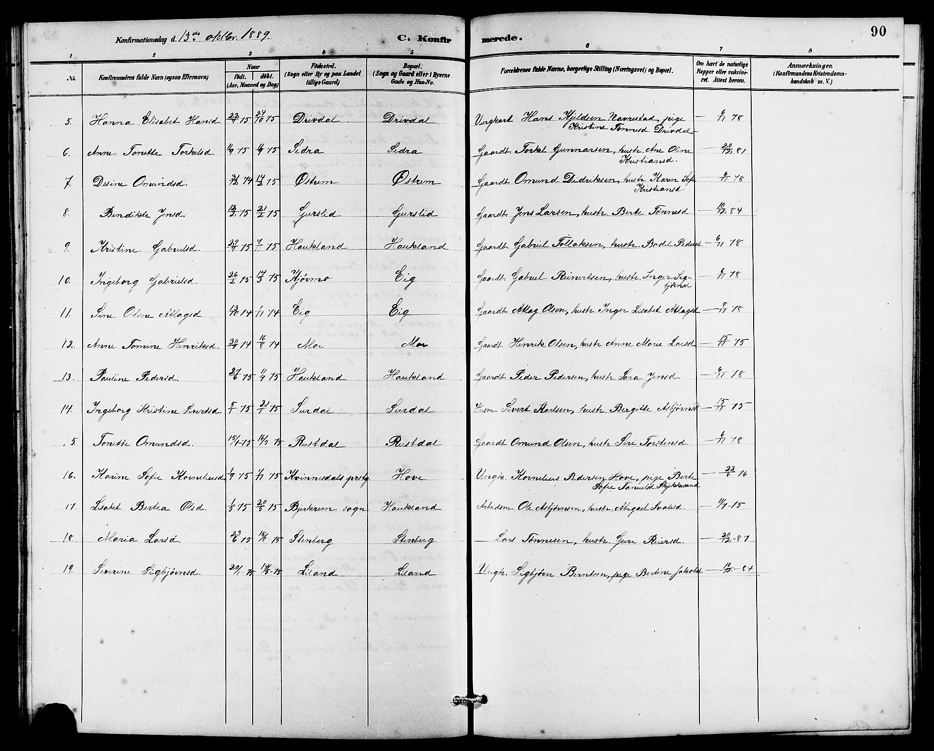 Lund sokneprestkontor, AV/SAST-A-101809/S07/L0006: Parish register (copy) no. B 6, 1885-1901, p. 90