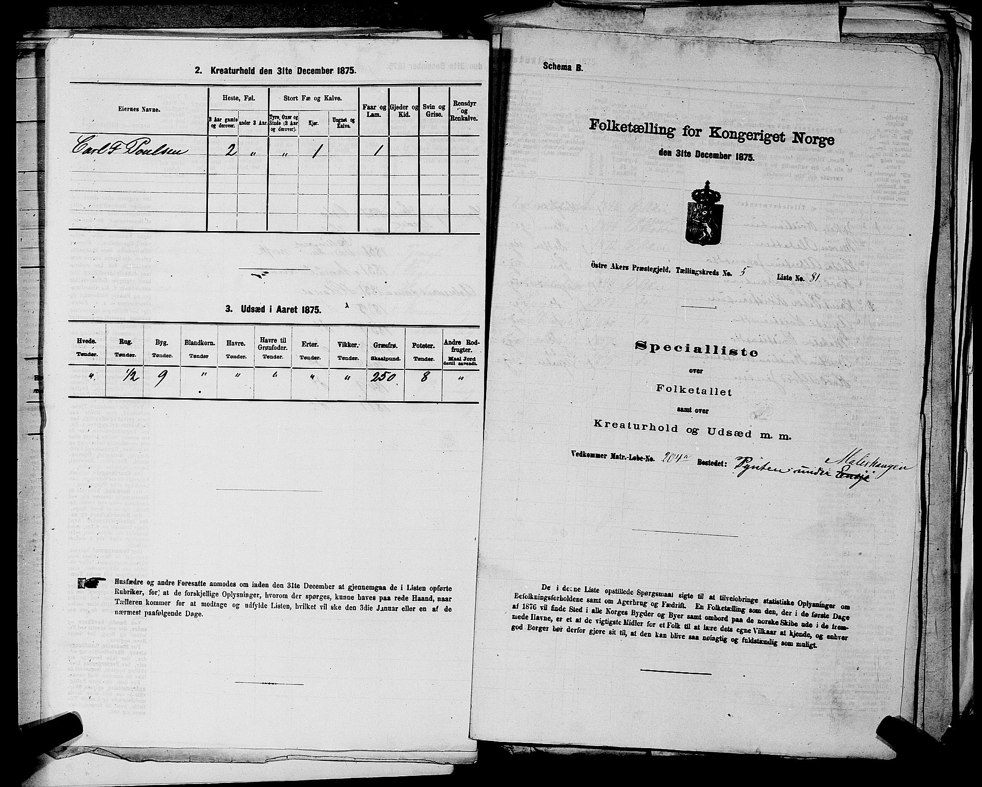 RA, 1875 census for 0218bP Østre Aker, 1875, p. 1522