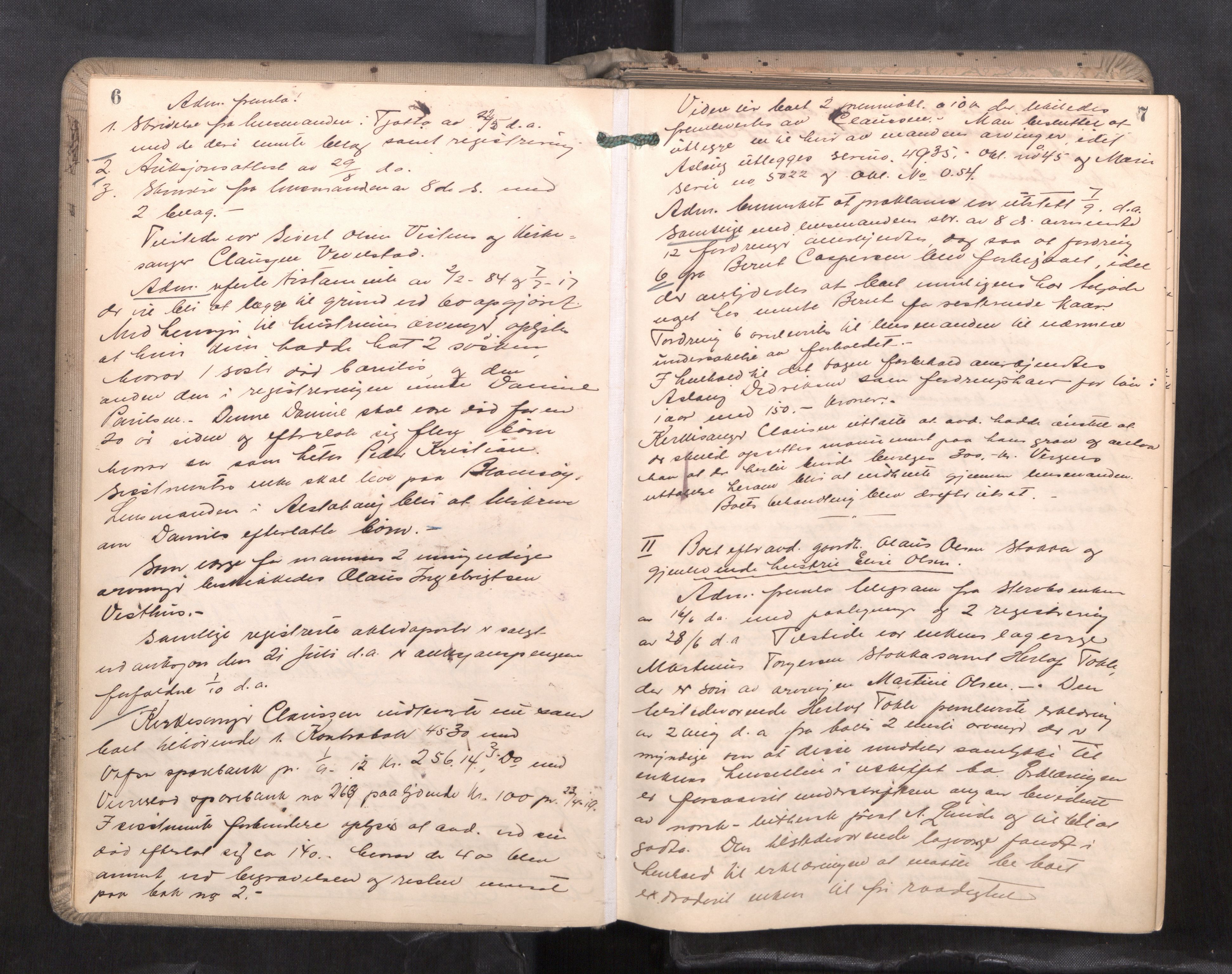 Brønnøy sorenskriveri, AV/SAT-A-4170/1/3/3B/L0001: Skiftebehandlingsprotokoll, 1919-1928, p. 6-7