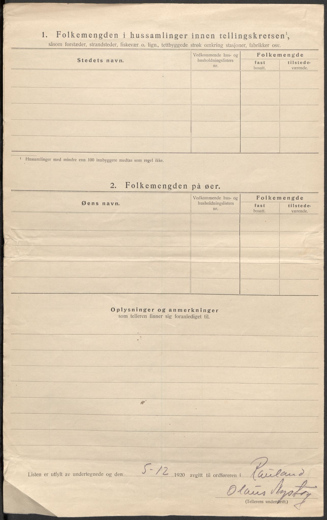 SAKO, 1920 census for Rauland, 1920, p. 16