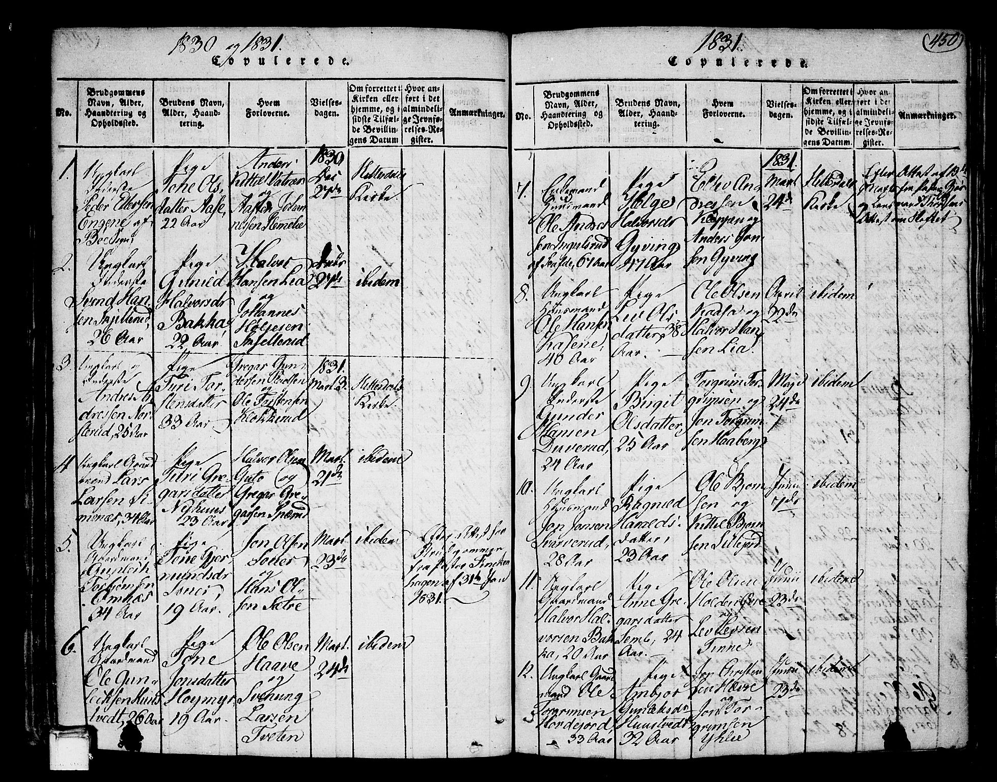 Heddal kirkebøker, AV/SAKO-A-268/F/Fa/L0005: Parish register (official) no. I 5, 1814-1837, p. 449-450