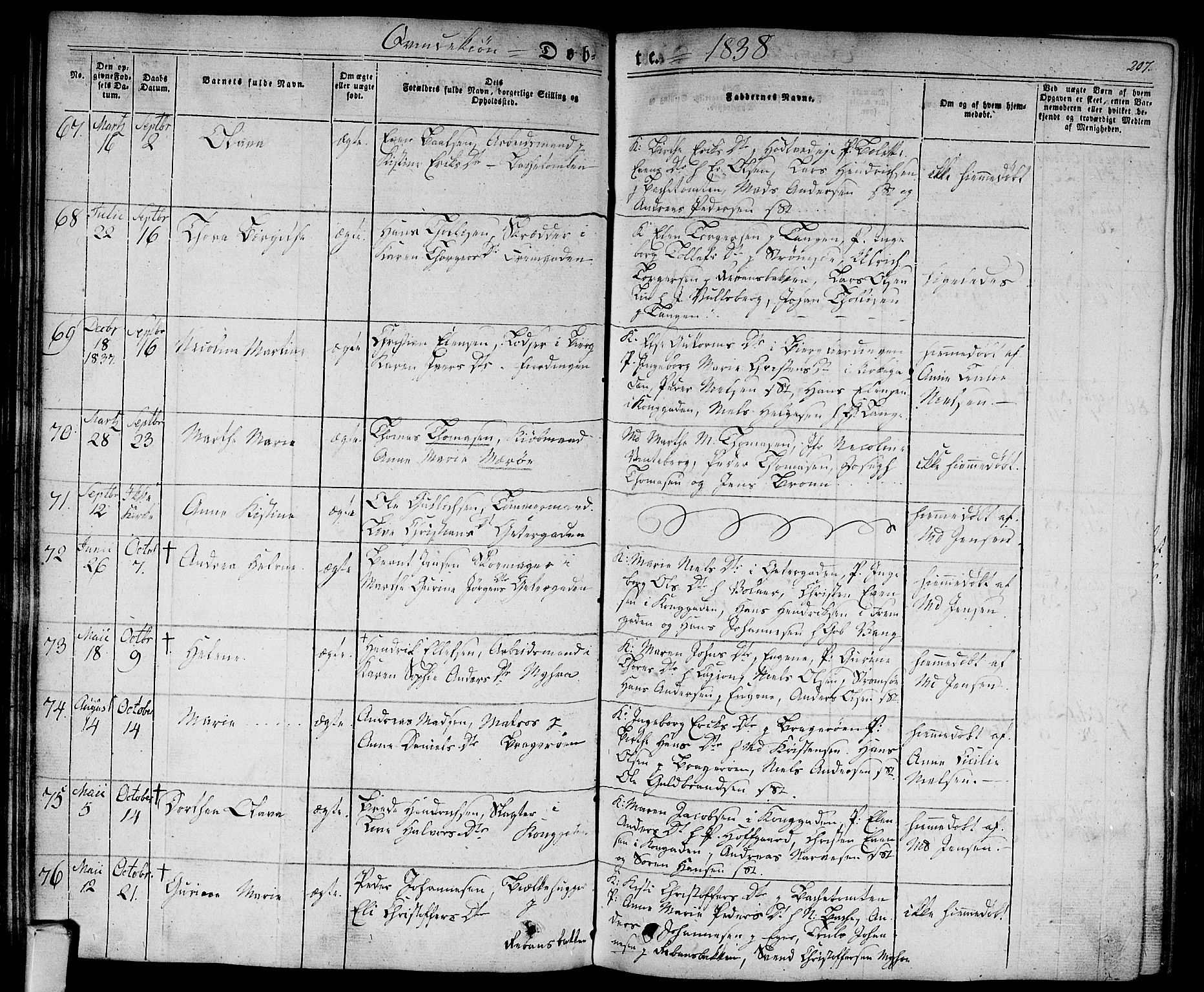 Bragernes kirkebøker, AV/SAKO-A-6/F/Fb/L0001: Parish register (official) no. II 1, 1830-1847, p. 207