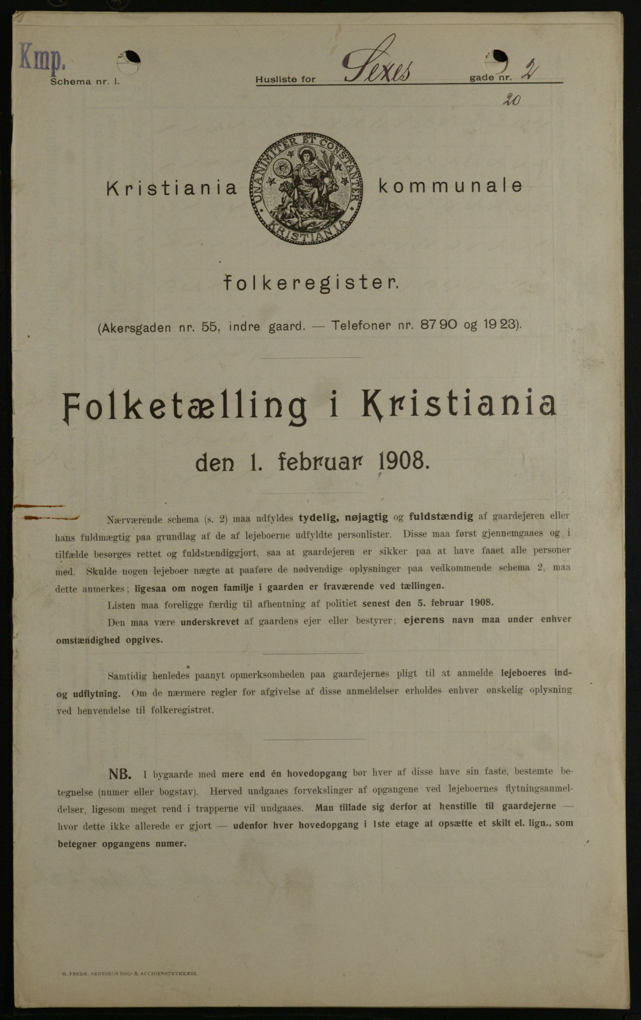 OBA, Municipal Census 1908 for Kristiania, 1908, p. 85146