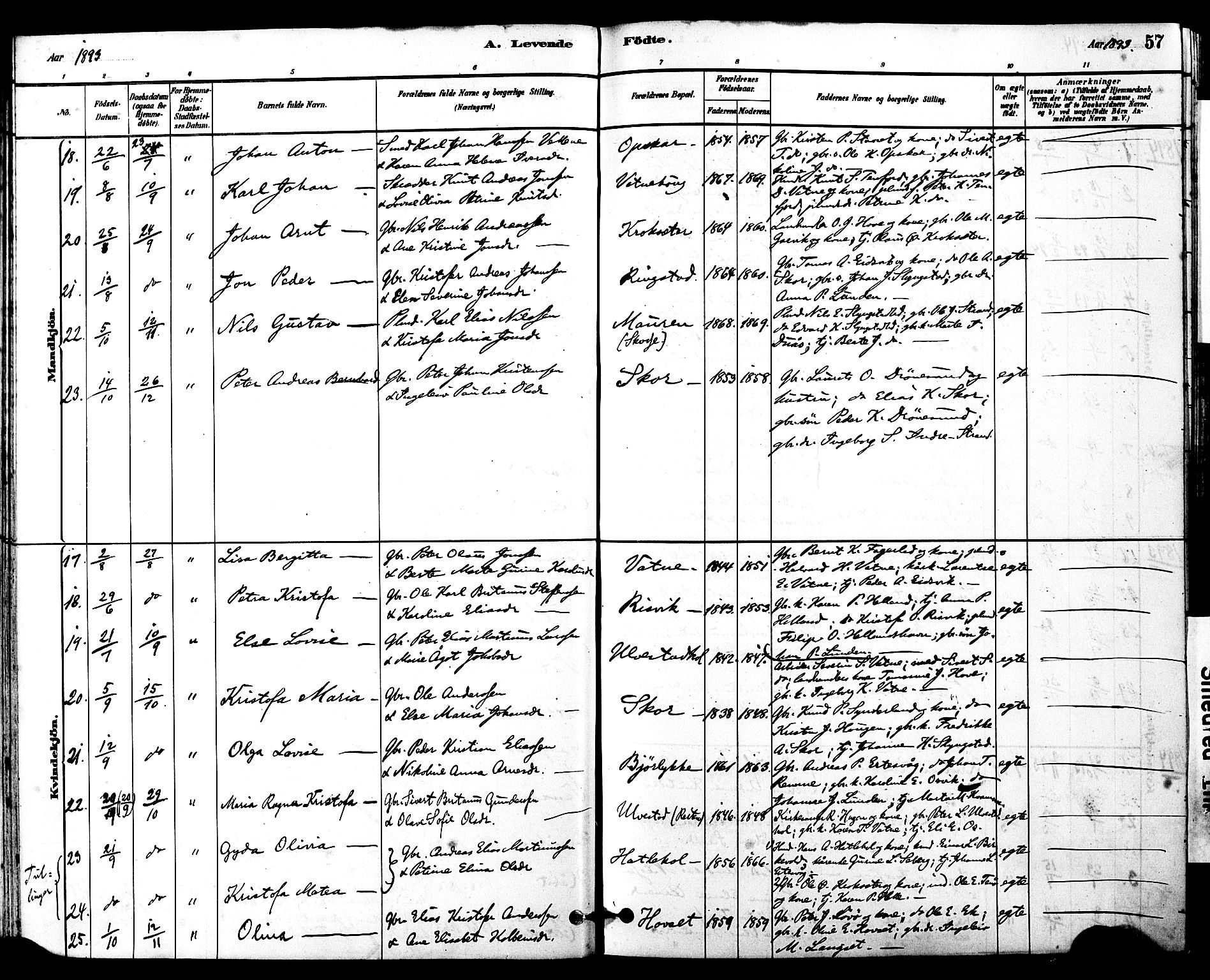 Ministerialprotokoller, klokkerbøker og fødselsregistre - Møre og Romsdal, SAT/A-1454/525/L0374: Parish register (official) no. 525A04, 1880-1899, p. 57
