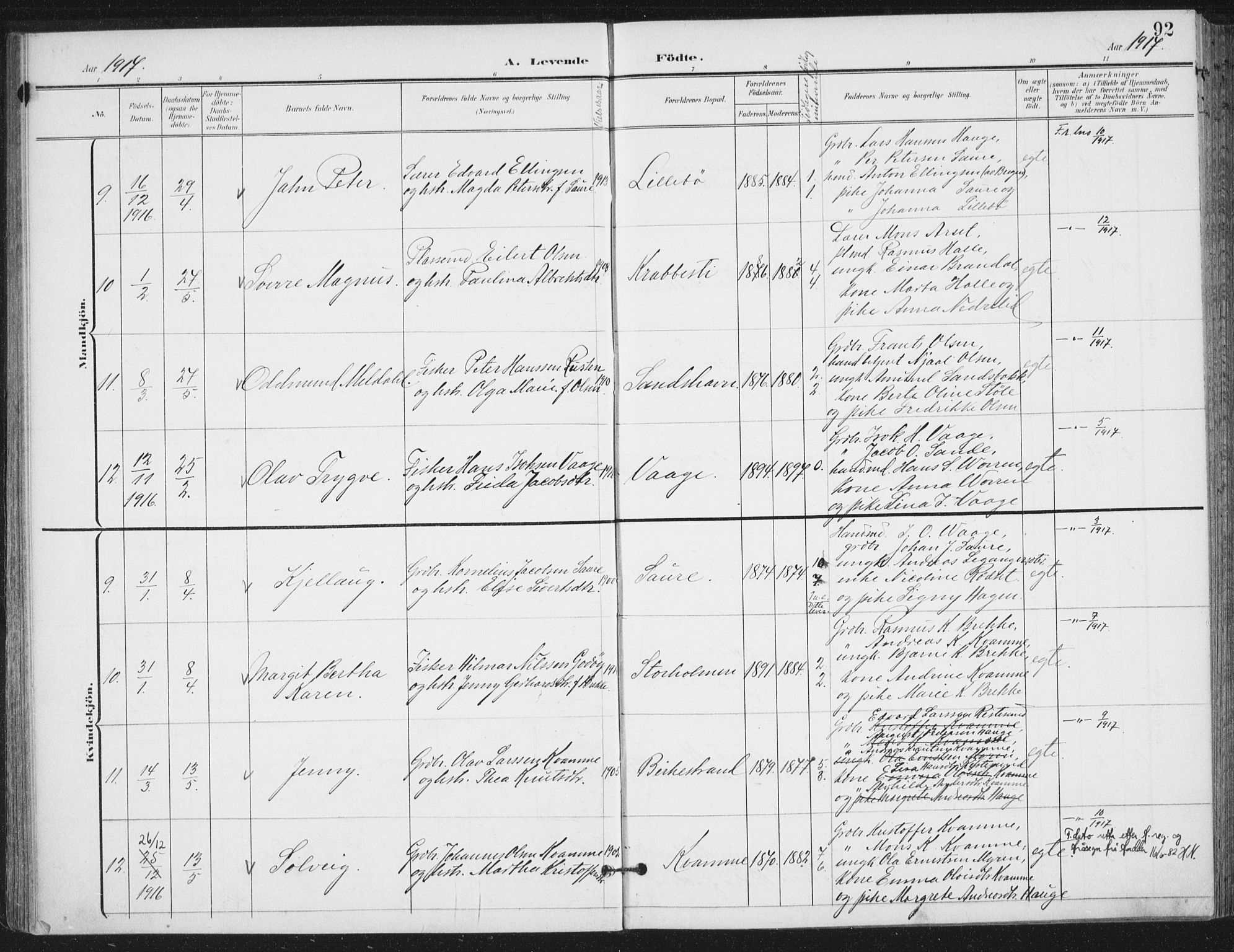 Ministerialprotokoller, klokkerbøker og fødselsregistre - Møre og Romsdal, SAT/A-1454/503/L0038: Parish register (official) no. 503A06, 1901-1917, p. 92