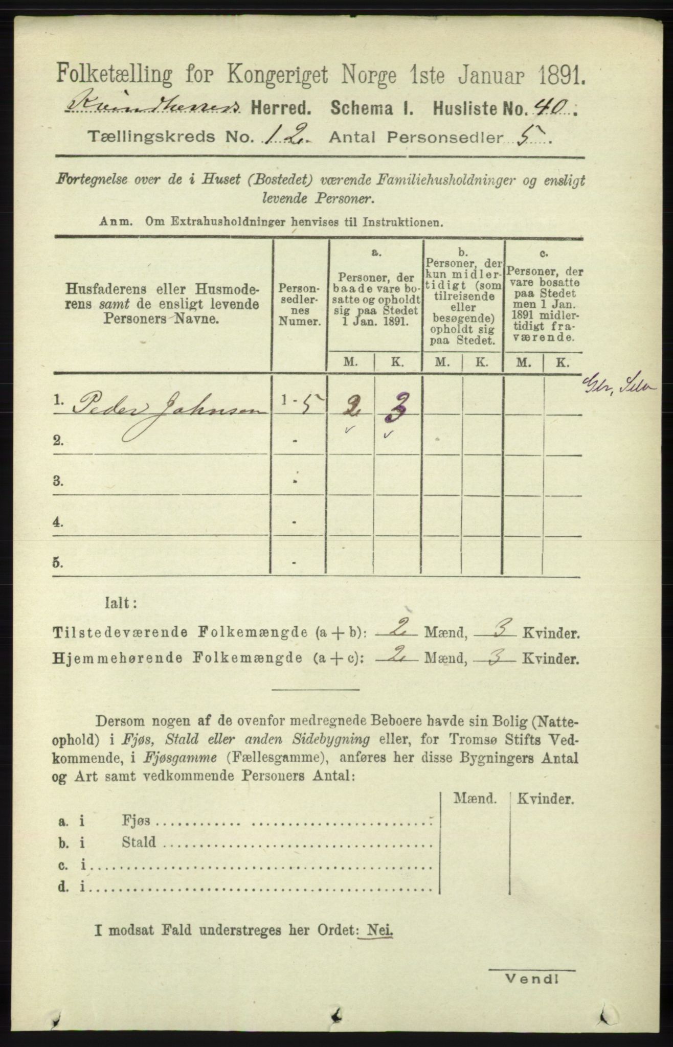 RA, 1891 census for 1224 Kvinnherad, 1891, p. 3959