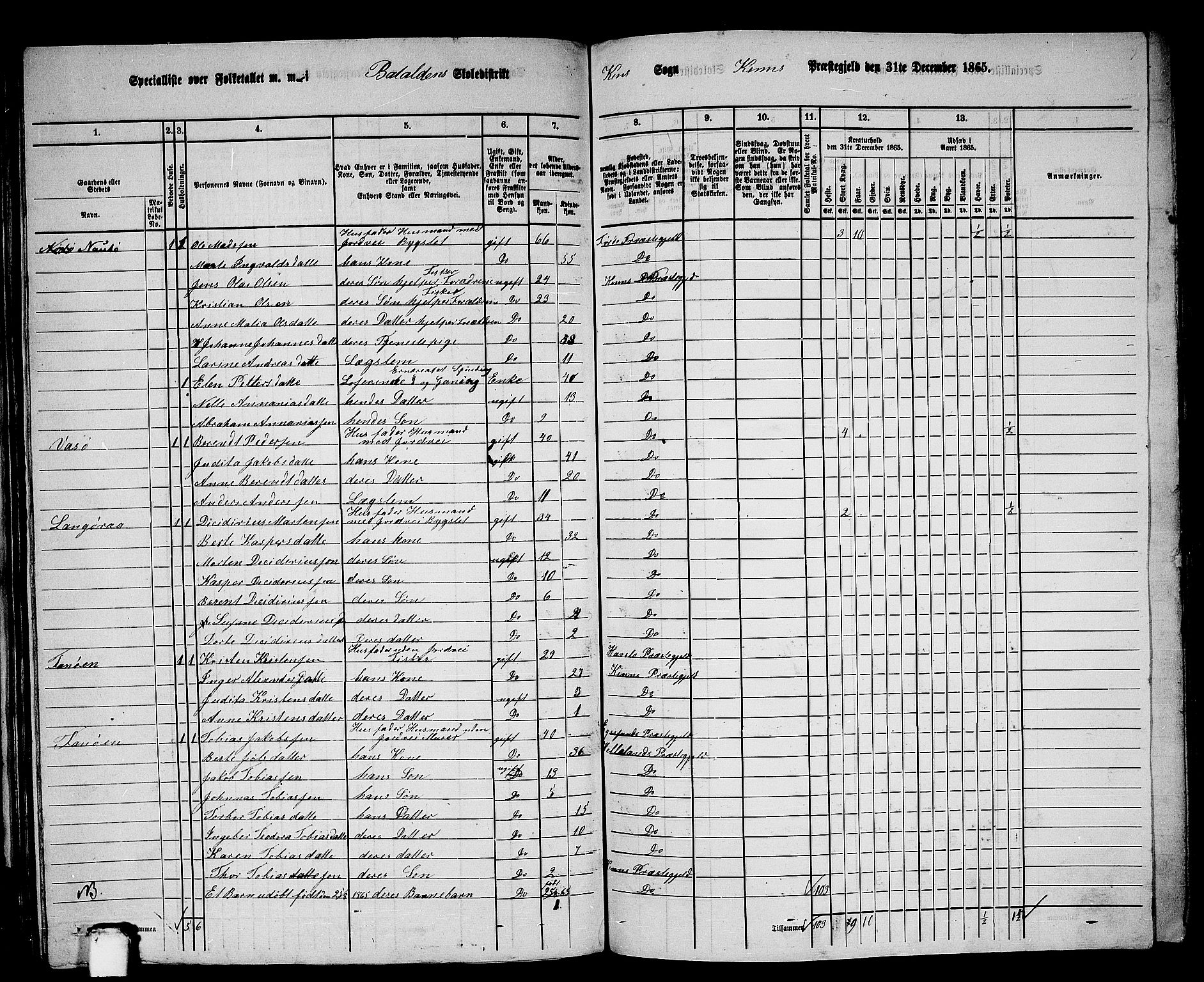 RA, 1865 census for Kinn, 1865, p. 123