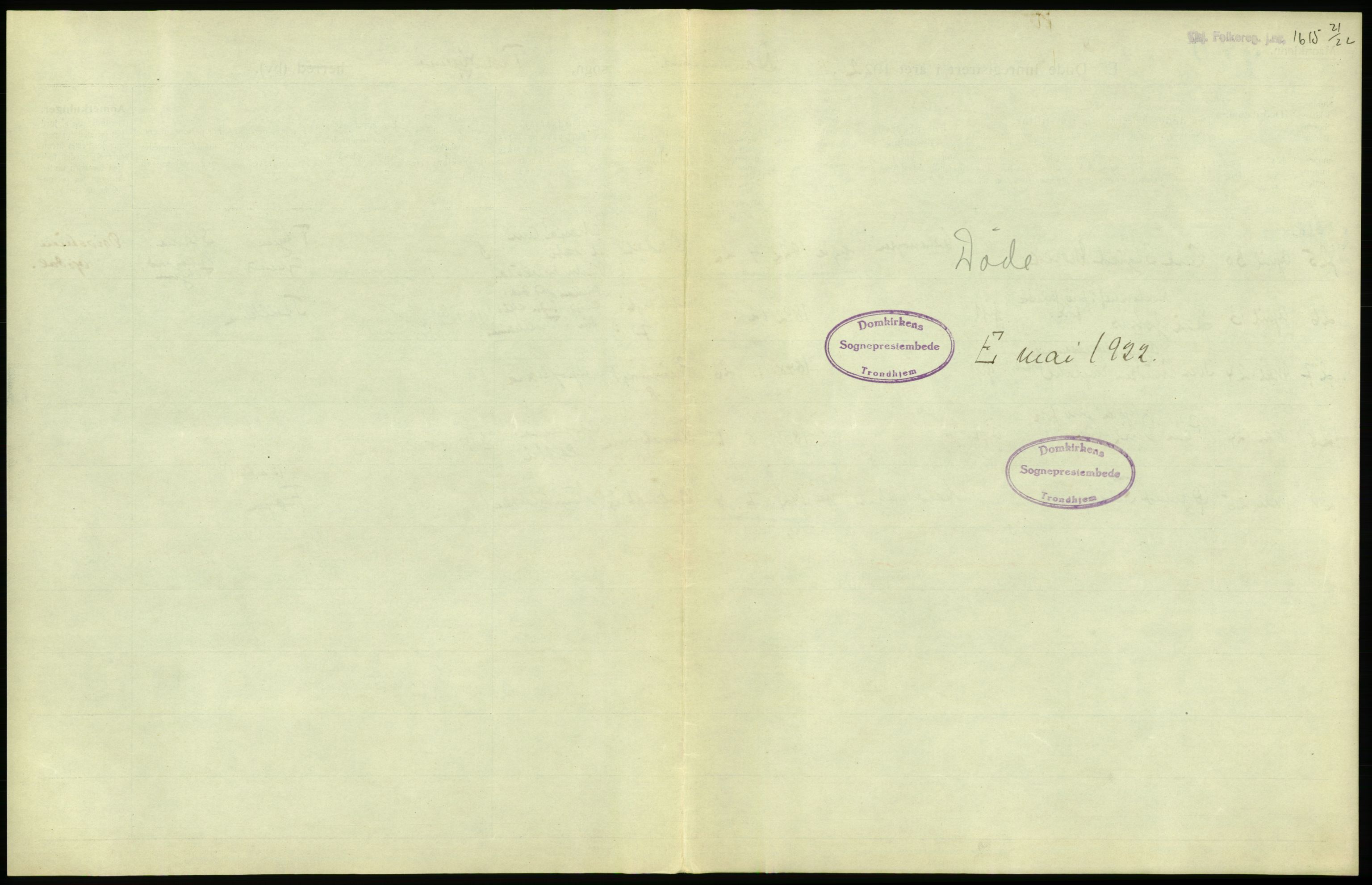 Statistisk sentralbyrå, Sosiodemografiske emner, Befolkning, AV/RA-S-2228/D/Df/Dfc/Dfcb/L0040: Trondheim: Gifte, døde, dødfødte., 1922, p. 353