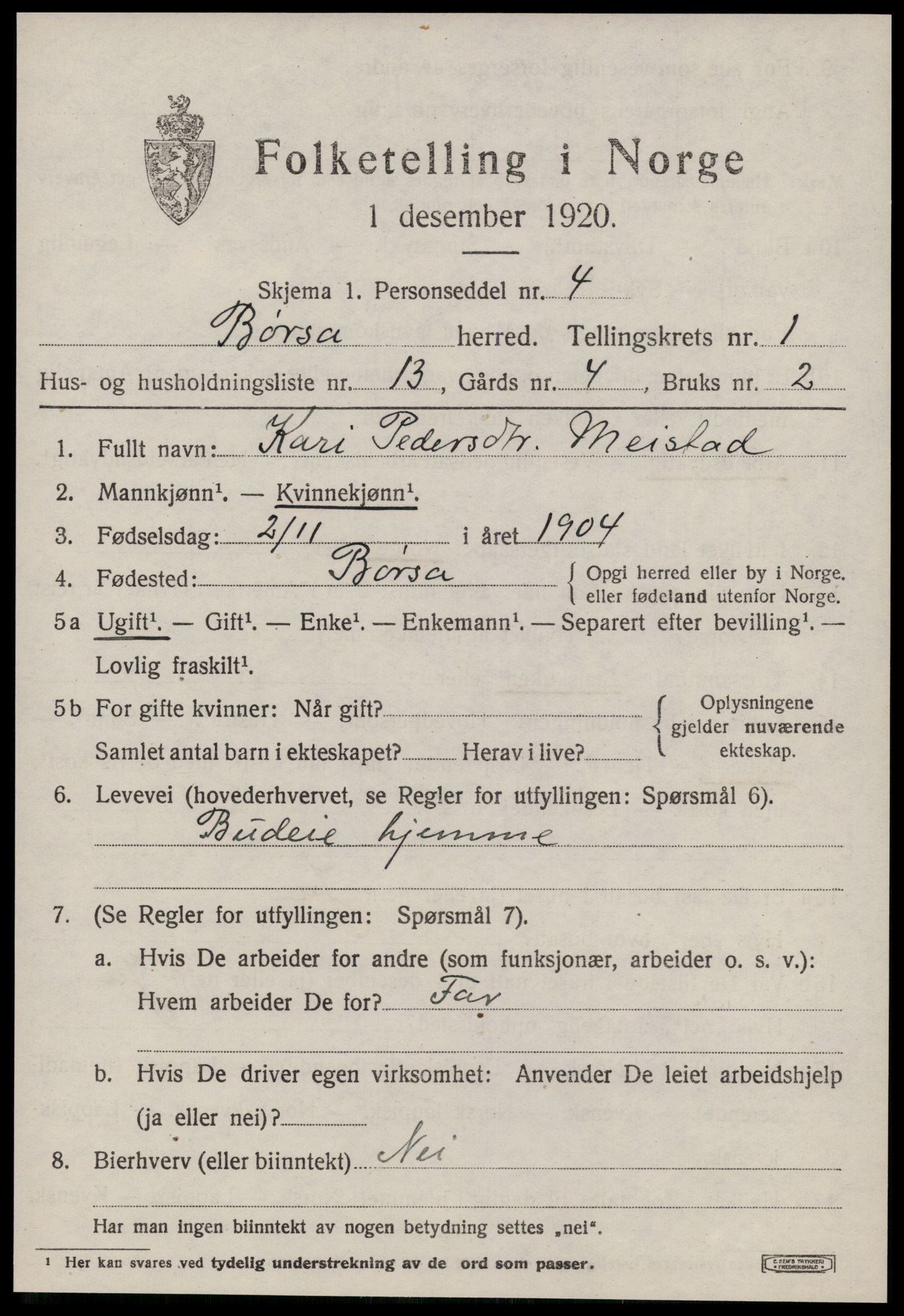 SAT, 1920 census for Børsa, 1920, p. 723