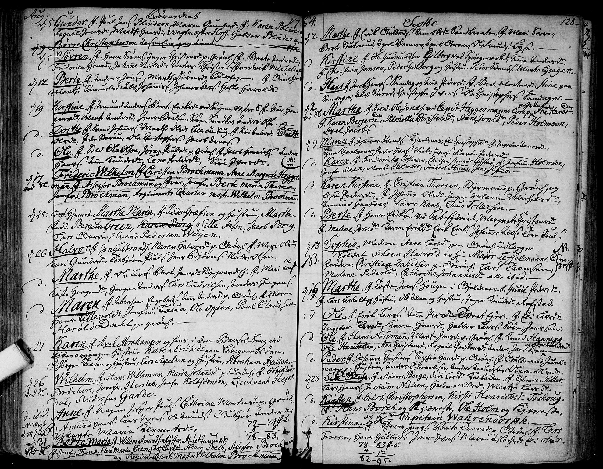 Aker prestekontor kirkebøker, SAO/A-10861/F/L0008: Parish register (official) no. 8, 1749-1765, p. 128